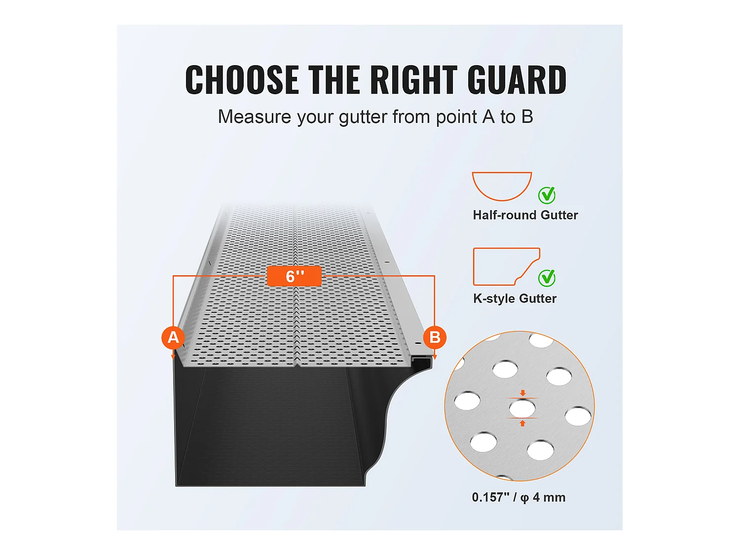 Protège-Gouttière SucceBuy Protège-Gouttière de 6 Po de Large et 208 Pi de Long, Couverture en Maille, Protection Contre les Débris de Feuilles