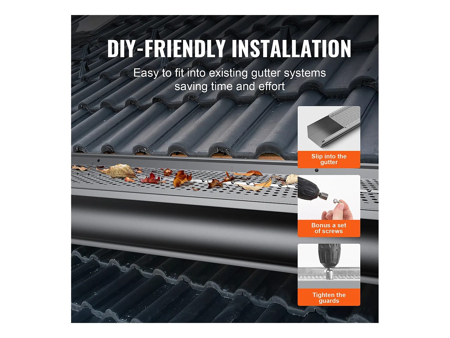 Protège-Gouttière SucceBuy Protège-Gouttière de 6 Po de Large et 208 Pi de Long, Couverture en Maille, Protection Contre les Débris de Feuilles