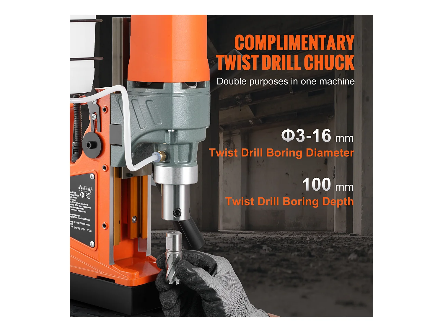 Perceuse Magnétique SucceBuy, Perceuse à Colonne Portable 1450 W 12500 N, Profondeur Maximale de Carottage 50 mm