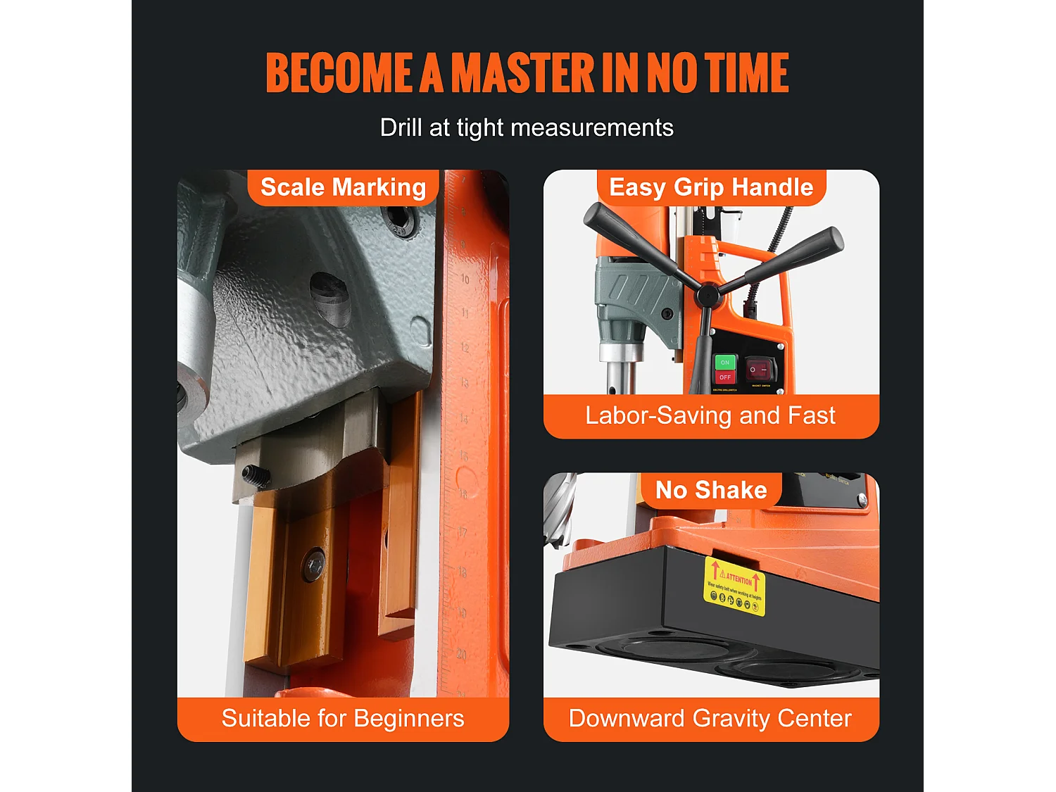 Perceuse Magnétique SucceBuy, Perceuse à Colonne Portable 1450 W 12500 N, Profondeur Maximale de Carottage 50 mm