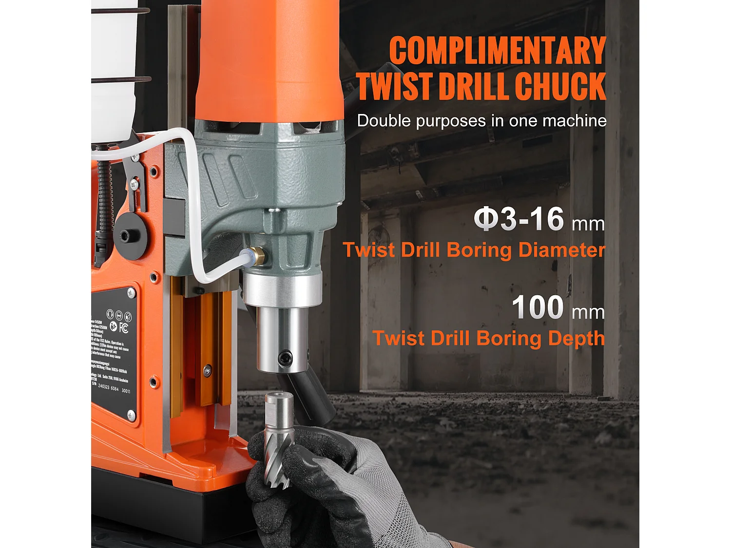 Perceuse Magnétique SucceBuy, Perceuse à Colonne Portable 1450 W 12500 N, Profondeur Maximale de Carottage 50 mm