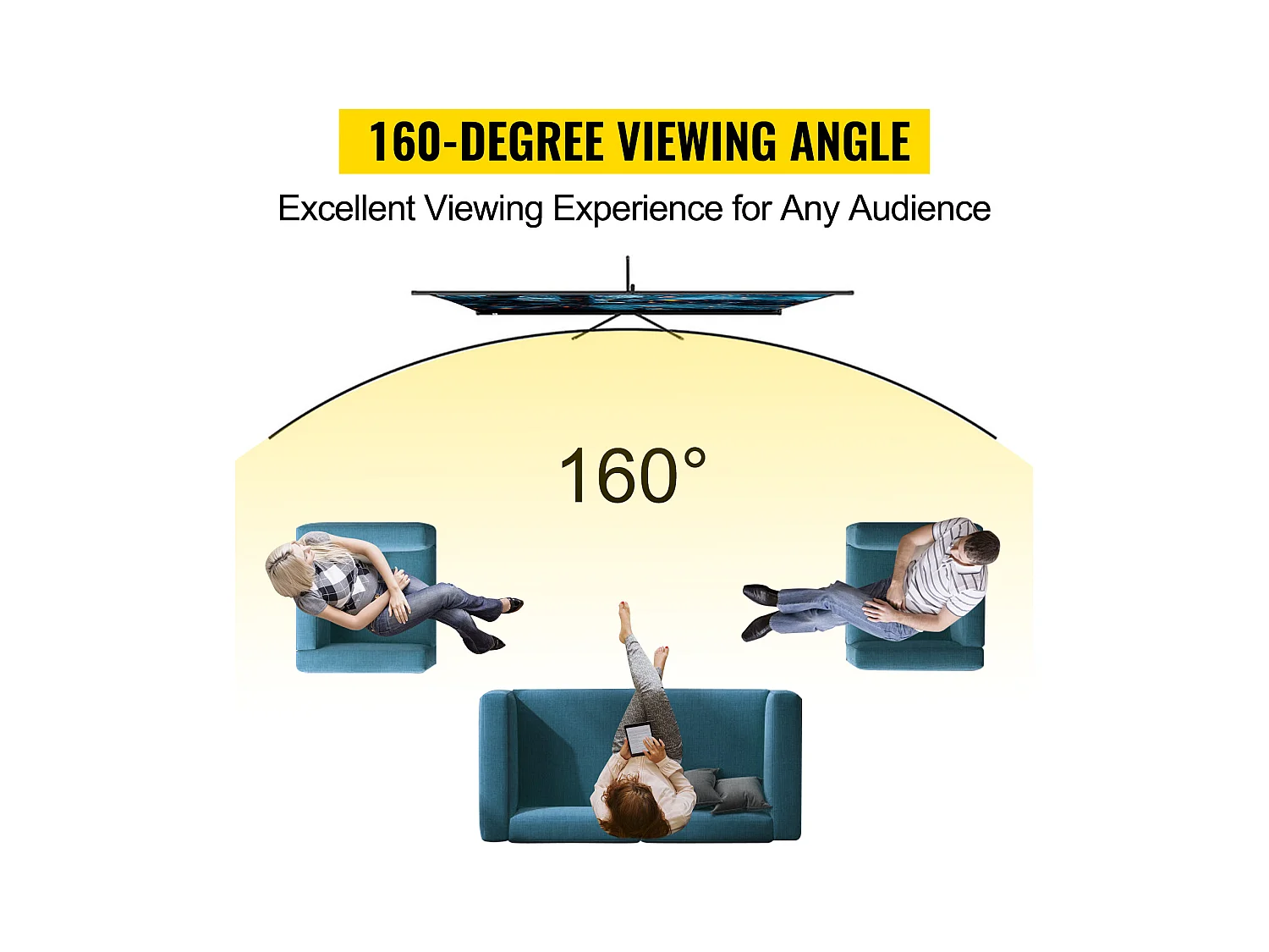 Écran de Projection sur Trépied SucceBuy de 100 pouces | 4K HD 16:9 | Cinéma Maison Portable