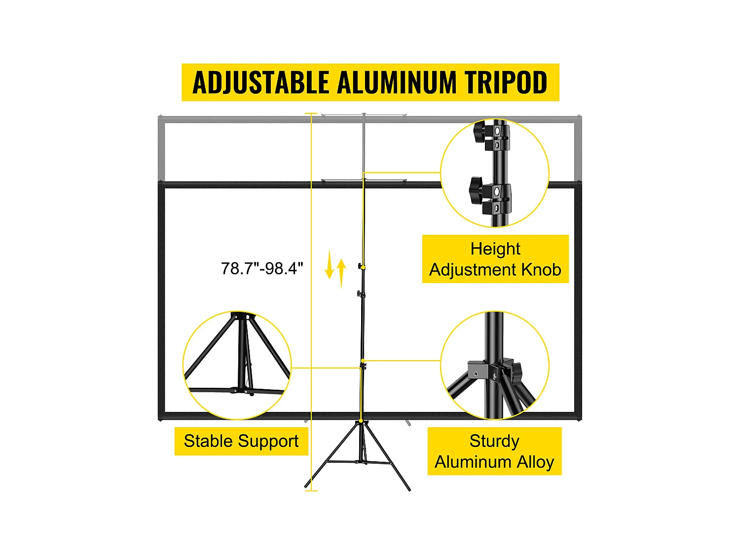 Écran de Projection sur Trépied SucceBuy de 100 pouces | 4K HD 16:9 | Cinéma Maison Portable
