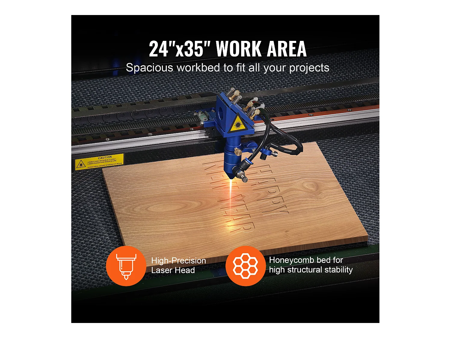 Graveur Laser CO₂ SucceBuy, Machine de Gravure et Découpe Laser 100 W, 600 x 900 mm, Panneau de Commande Numérique, pour le Bois, l’Acrylique et le Tissu