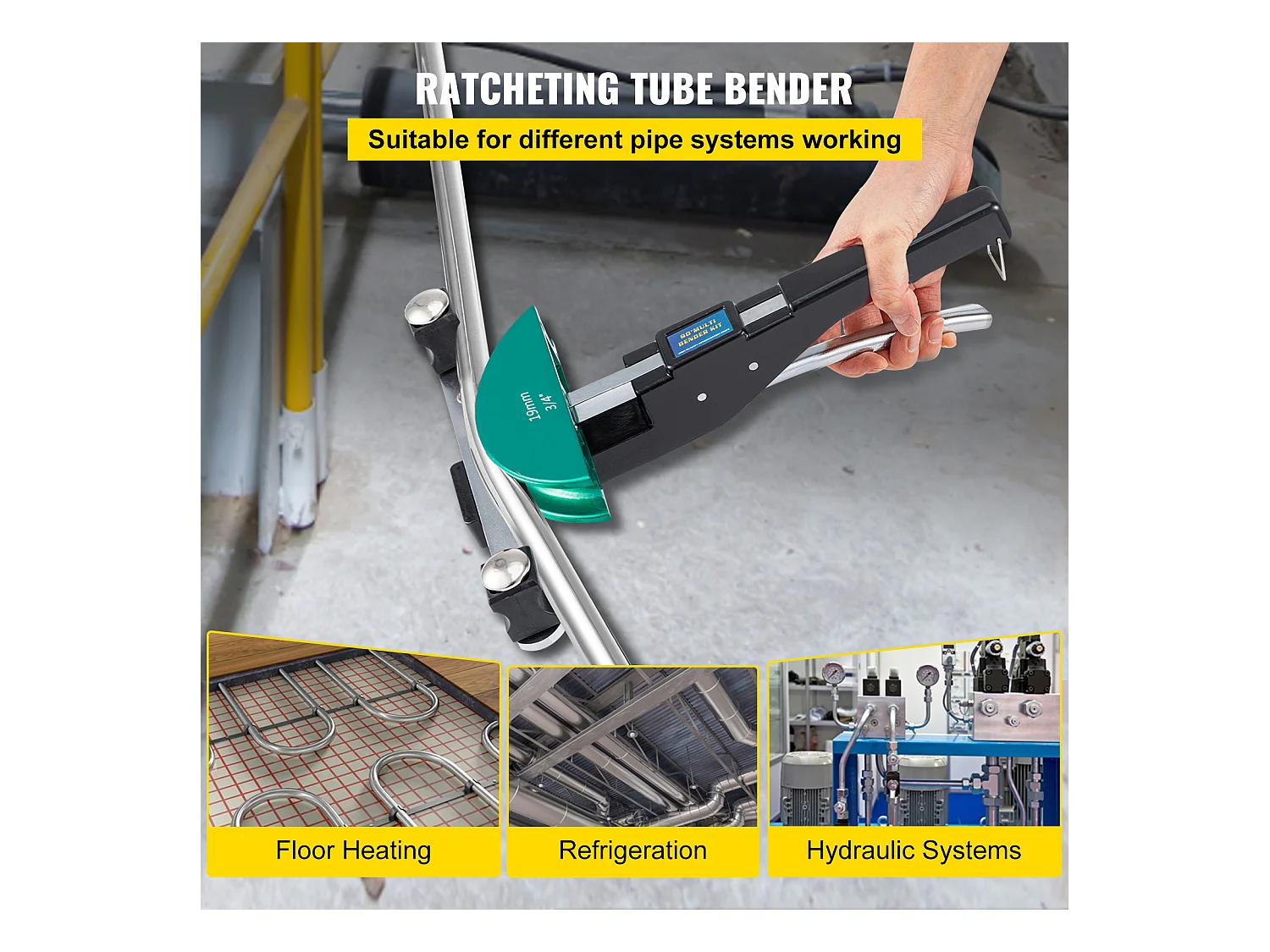 Dobladora de Tubos de Cobre SucceBuy, Dobladora de Tubos de Clics para Refrigeración CVC 0,6 a 2,2 cm, Dobladora Multicapa 10 kN