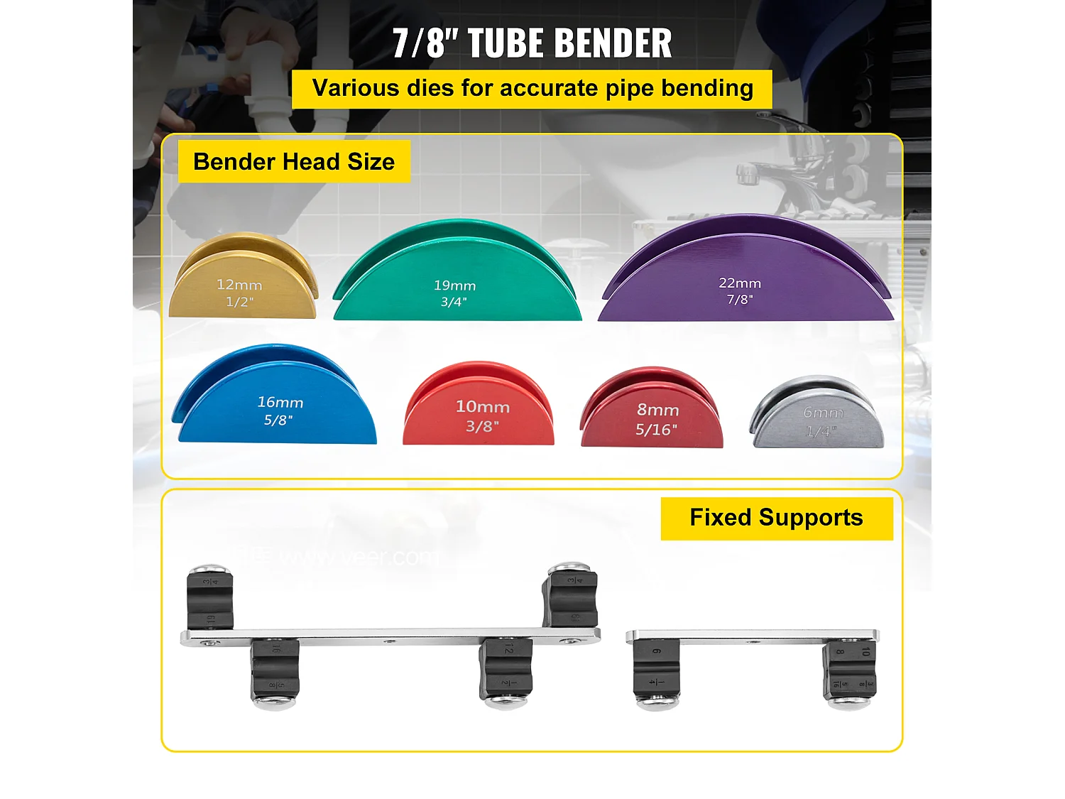 Pieghiatore di Tubi in Rame SucceBuy, Pieghiatore di Tubi a Click per la Refrigerazione CVC 1/4"a 7/8"