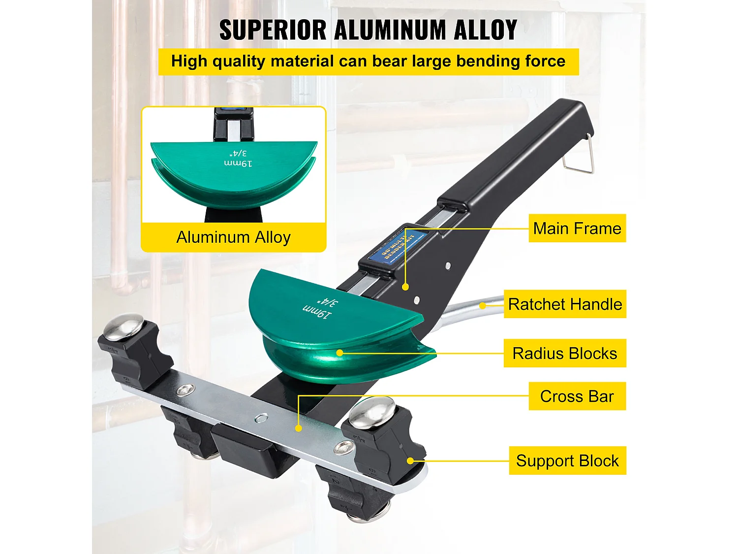 Pieghiatore di Tubi in Rame SucceBuy, Pieghiatore di Tubi a Click per la Refrigerazione CVC 1/4"a 7/8"