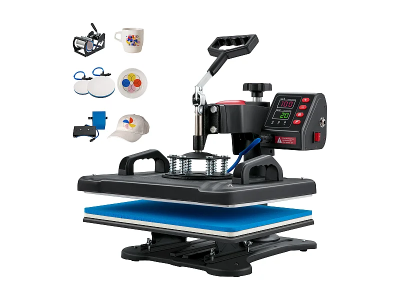 Heißpresse für Sublimationsübertragung SucceBuy 12x15 Zoll 5 in 1 - T-Shirt, Teller, Kaffeebecher, Becher