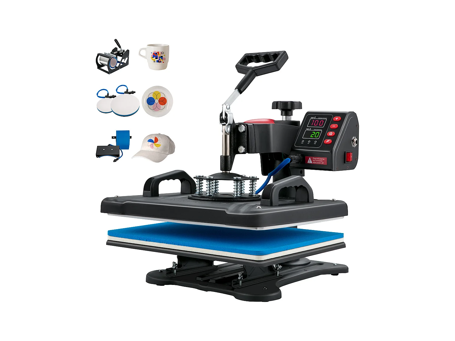 Presse à Chaud SucceBuy 12x15 pouces 5 en 1 pour Transfert par Sublimation - T-shirt, Assiette, Tasse à Café, Tasse