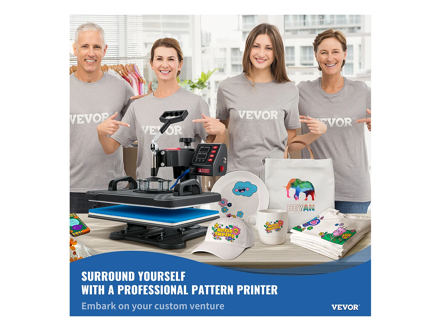 Presse à Chaud SucceBuy 12x15 pouces 5 en 1 pour Transfert par Sublimation - T-shirt, Assiette, Tasse à Café, Tasse