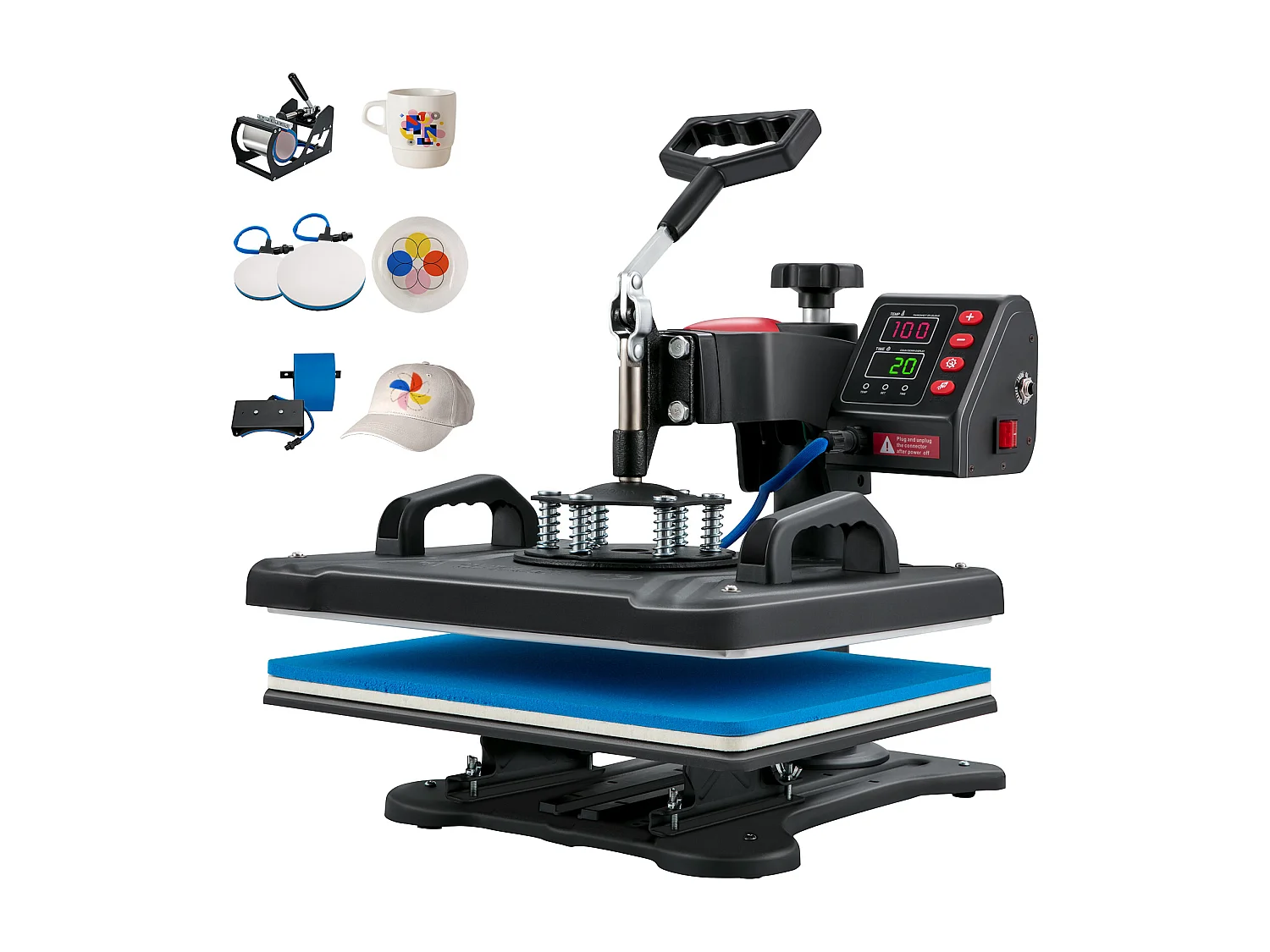 Presse à Chaud SucceBuy 12x15 pouces 5 en 1 pour Transfert par Sublimation - T-shirt, Assiette, Tasse à Café, Tasse