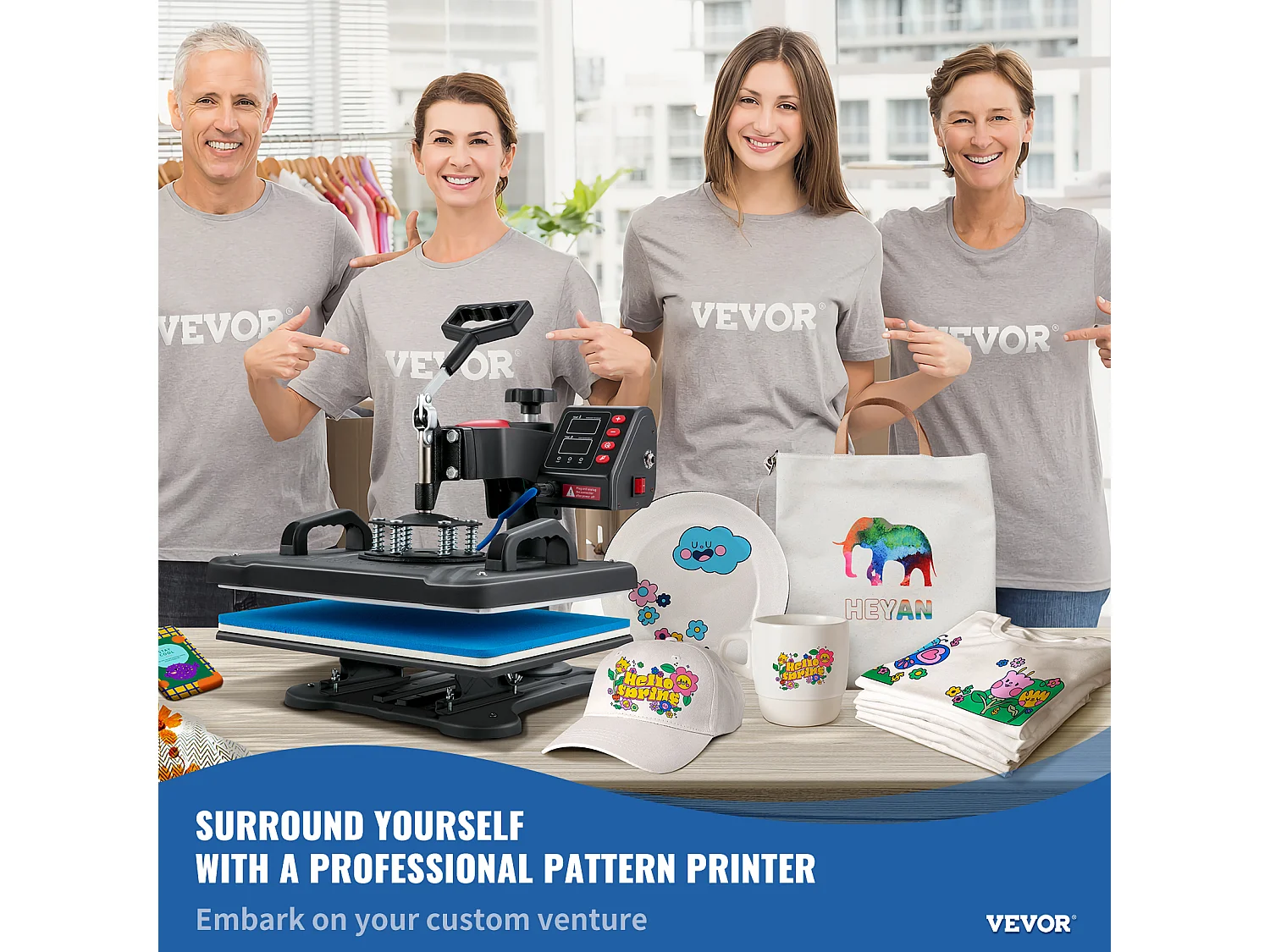 Presse à Chaud SucceBuy 12x15 pouces 5 en 1 pour Transfert par Sublimation - T-shirt, Assiette, Tasse à Café, Tasse