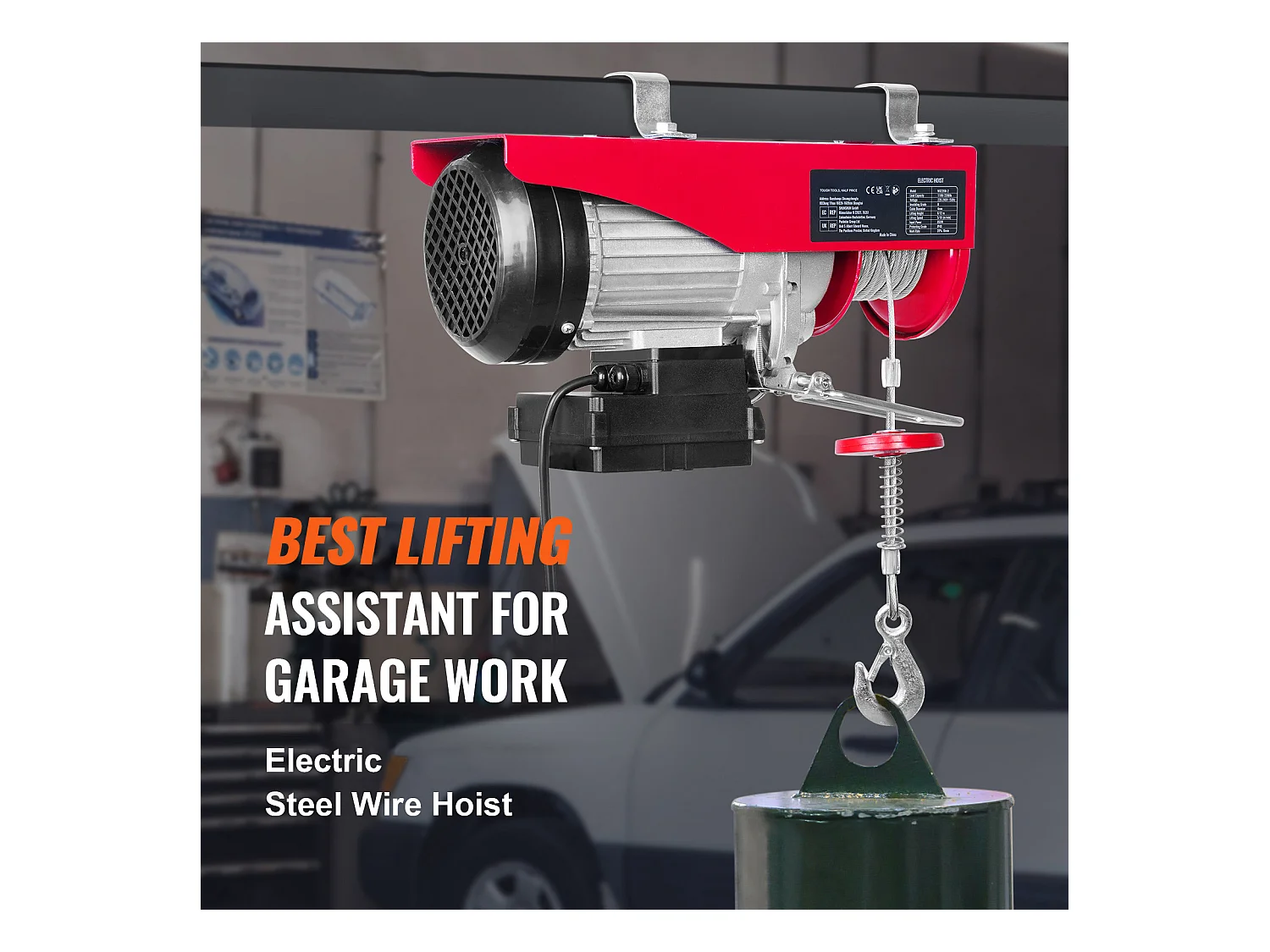 Treuil Électrique SucceBuy, Treuil de Grue de 2200 lbs, Télécommande Sans Fil, 1600 W, 220 V