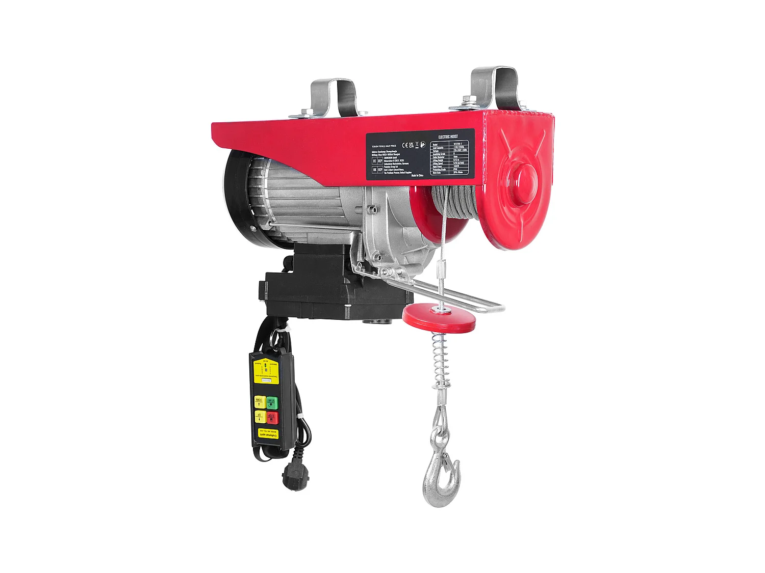 Treuil Électrique SucceBuy, Treuil de Grue de 2200 lbs, Télécommande Sans Fil, 1600 W, 220 V