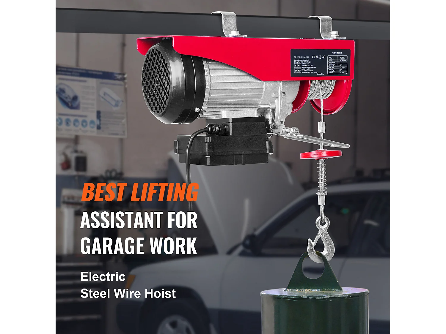 Treuil Électrique SucceBuy, Treuil de Grue de 2200 lbs, Télécommande Sans Fil, 1600 W, 220 V