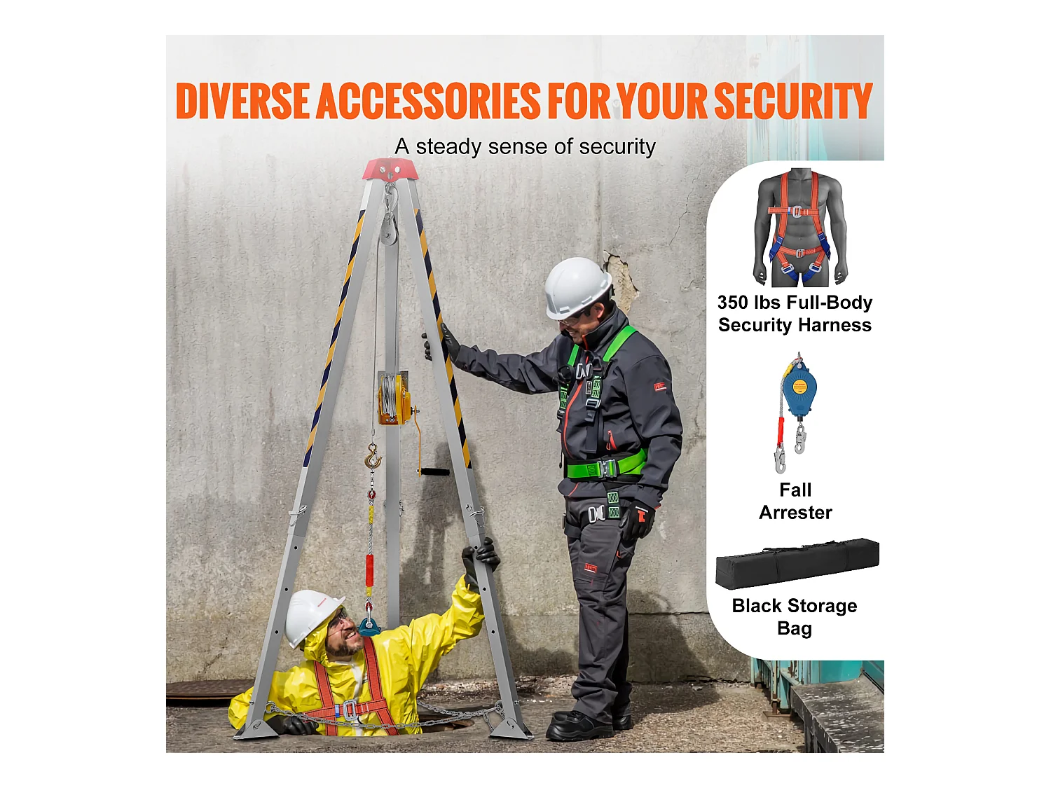 Tripod-Kit für begrenzten Raum SucceBuy, Fallschutz-Rettungst Tripod, Beine von 4 bis 7 Fuß, Tragfähigkeit 1200 lb