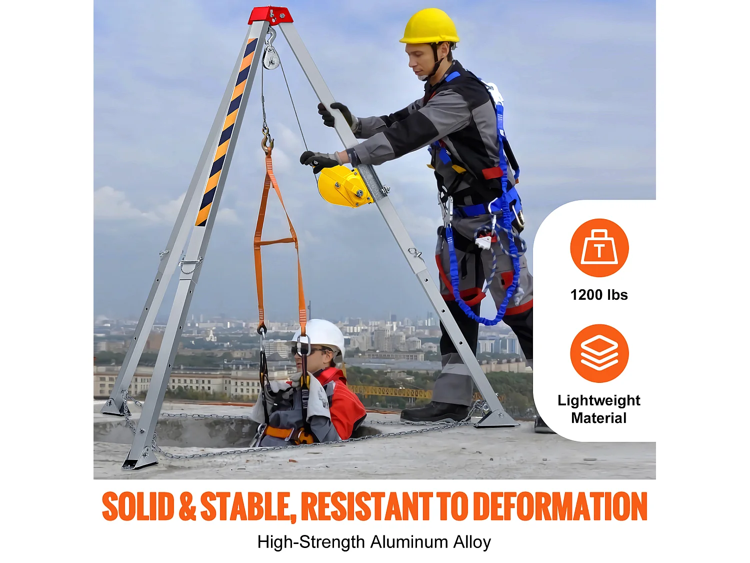 Kit de Tripé para Espaço Confinado SucceBuy, Tripé de Resgate Anti-deslize, Patas de 4 a 7 Pés, Capacidade de 1200 lb