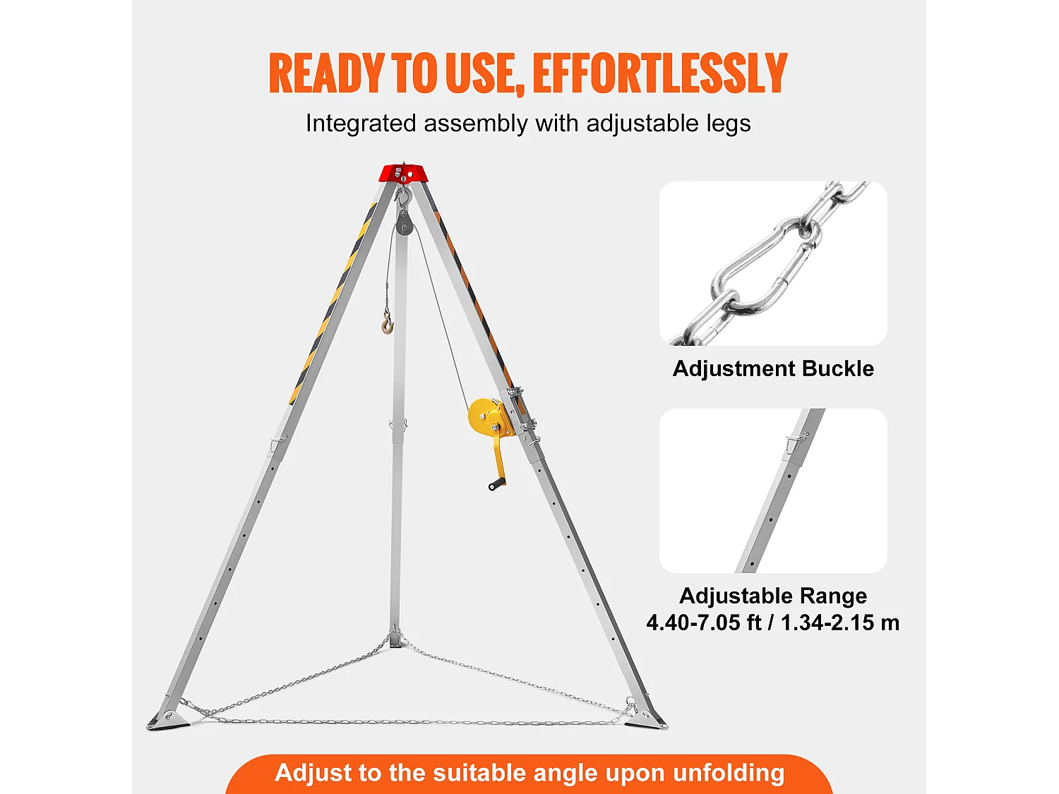 Kit de Tripé para Espaço Confinado SucceBuy, Tripé de Resgate Anti-deslize, Patas de 4 a 7 Pés, Capacidade de 1200 lb