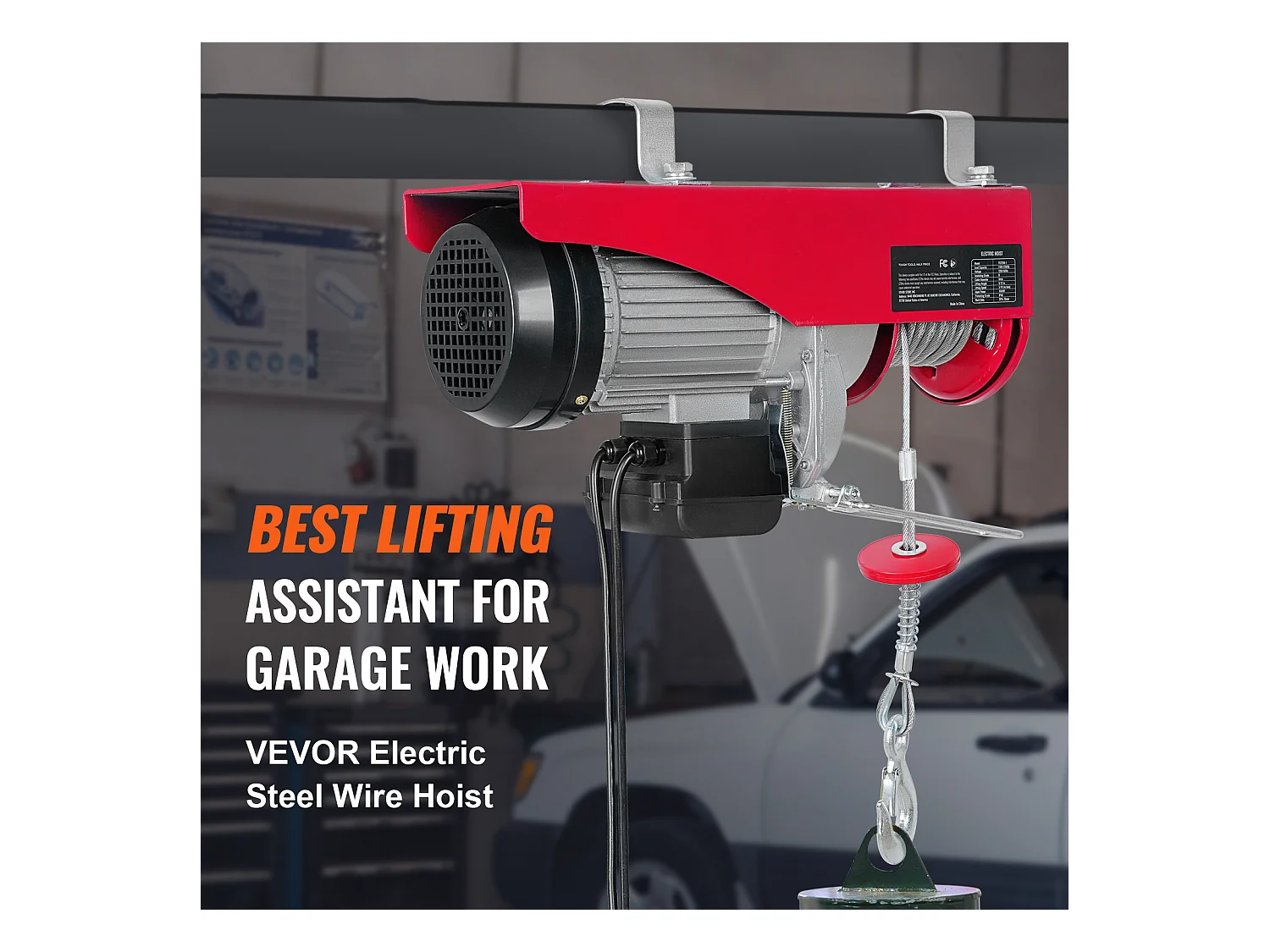 Palan Électrique SucceBuy de 2200 lb, Treuil de Grue, Télécommande Filaire, 1600 W 220 V