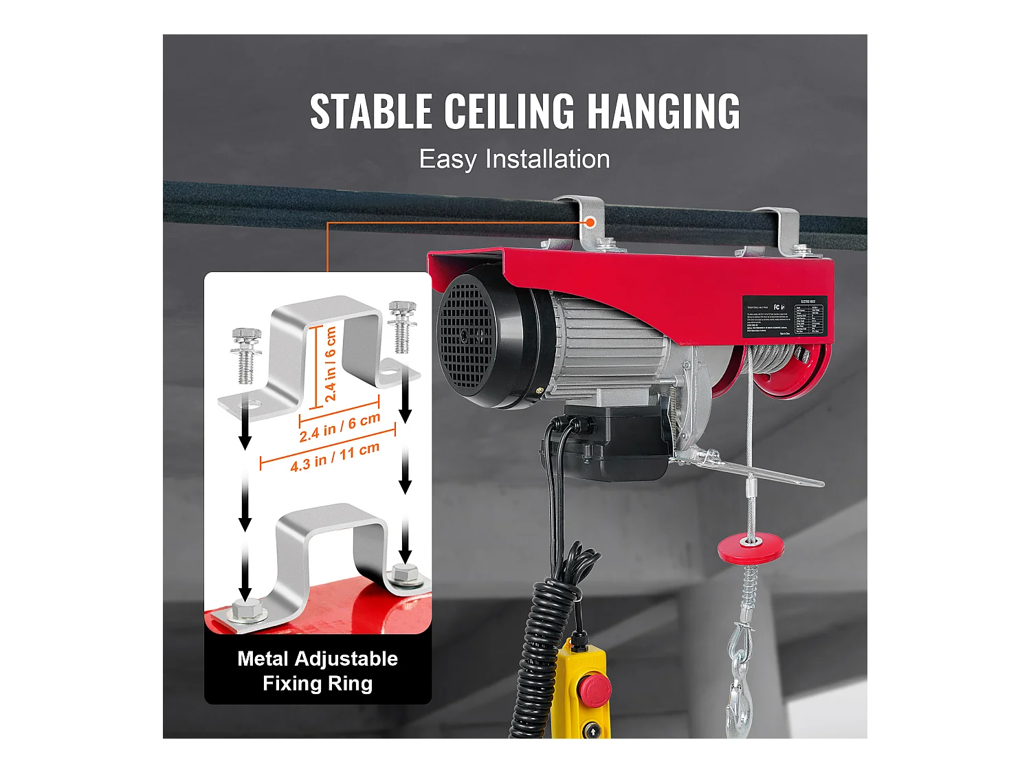 Palan Électrique SucceBuy de 2200 lb, Treuil de Grue, Télécommande Filaire, 1600 W 220 V