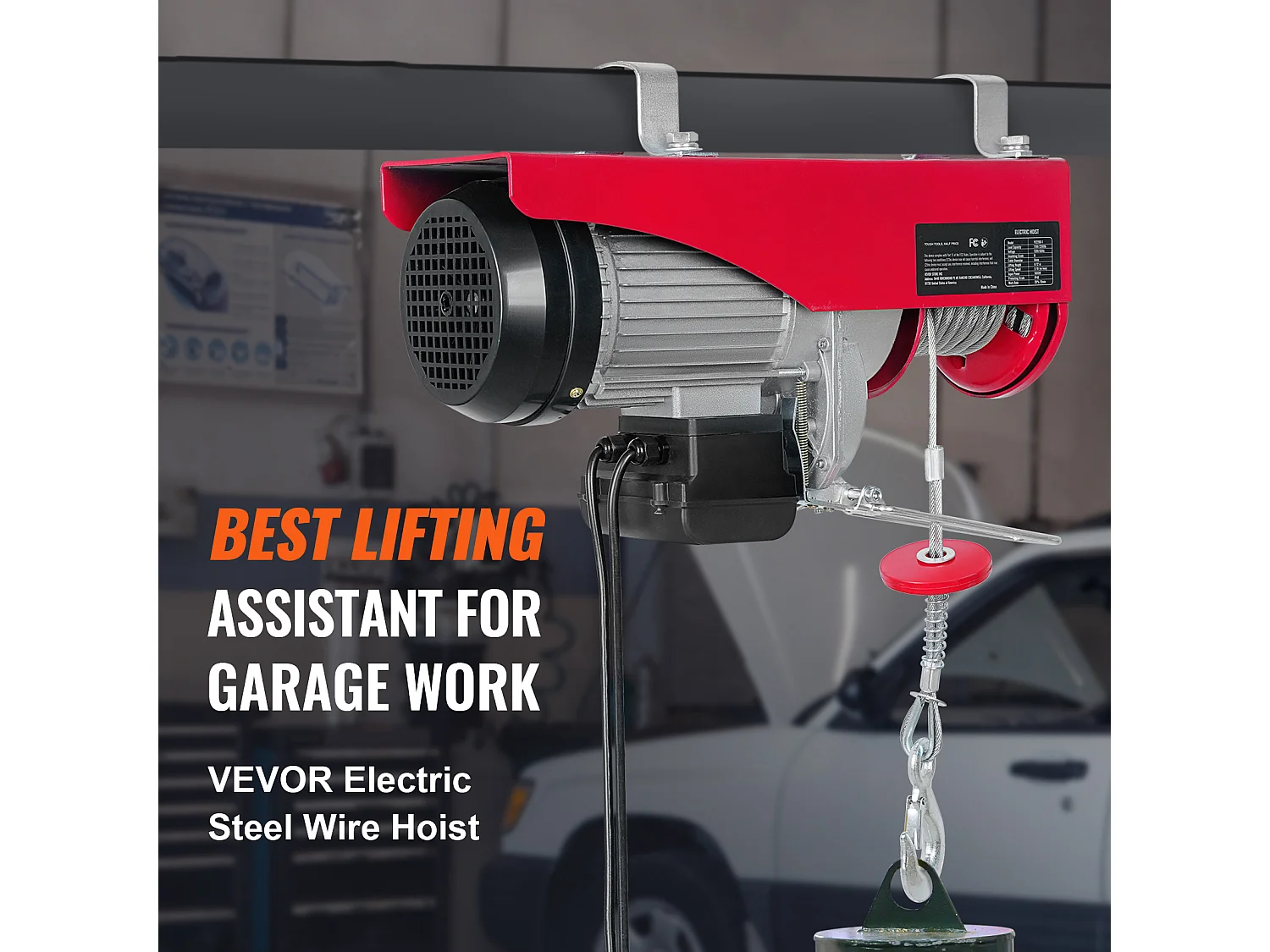 Palan Électrique SucceBuy de 2200 lb, Treuil de Grue, Télécommande Filaire, 1600 W 220 V