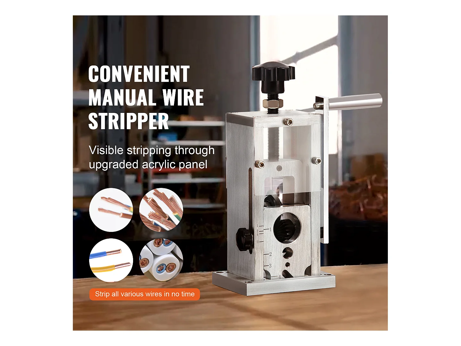 Handmatige Draadontbladeringsmachine SucceBuy, 1,5 tot 40 mm Kabelontbladeraar, met Visuele Leiding