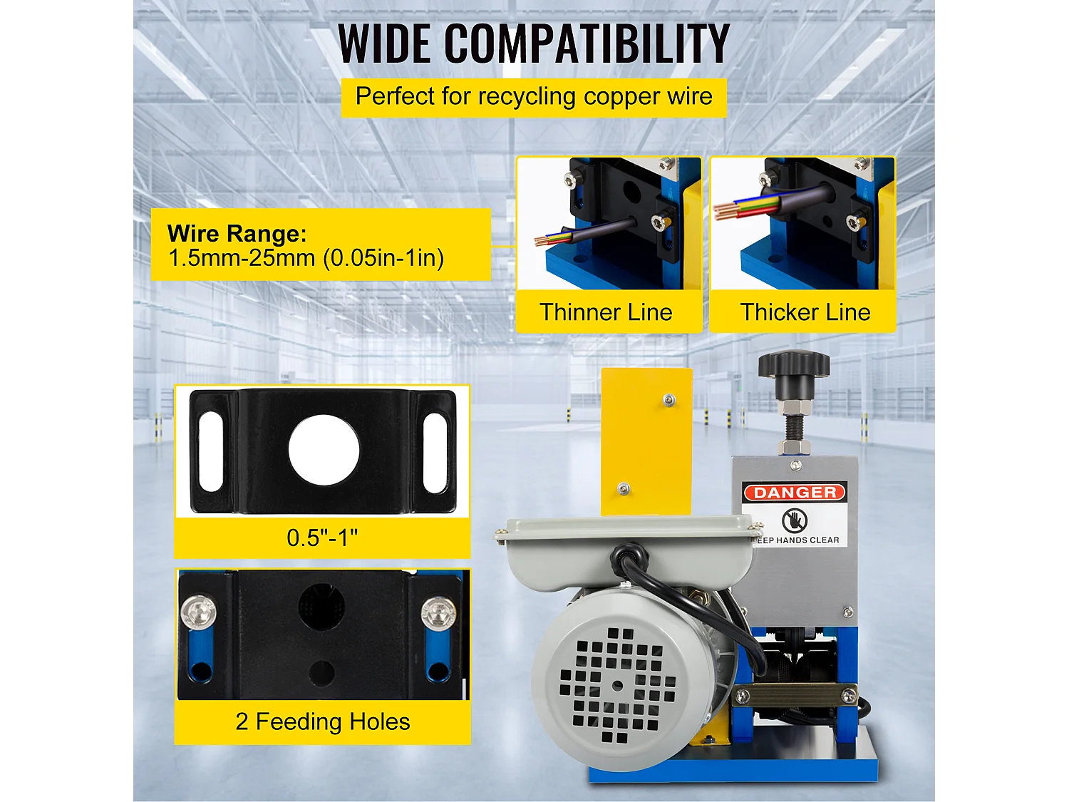Machine à Dénuder les Fils Électriques SucceBuy, Dénudeur de Câbles Métalliques, pour la Ferraille de Cuivre