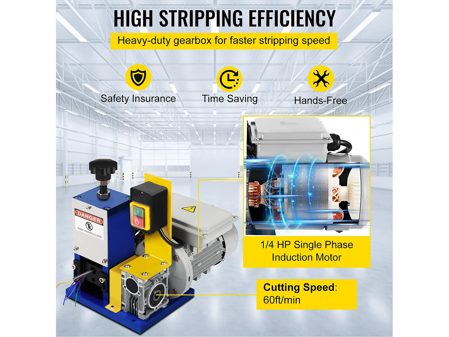 Machine à Dénuder les Fils Électriques SucceBuy, Dénudeur de Câbles Métalliques, pour la Ferraille de Cuivre