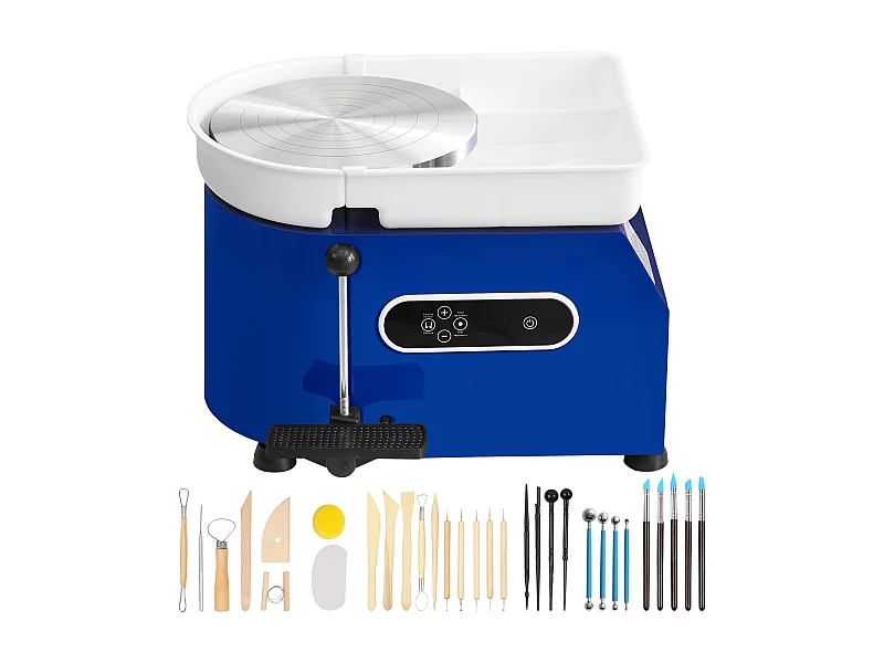 Pottenbakkerswiel SucceBuy, Keramiek van 28 cm, 450 W, Pedaal, Beeldhouwgereedschap en Schort, voor het Modelleren van keramisch ambacht