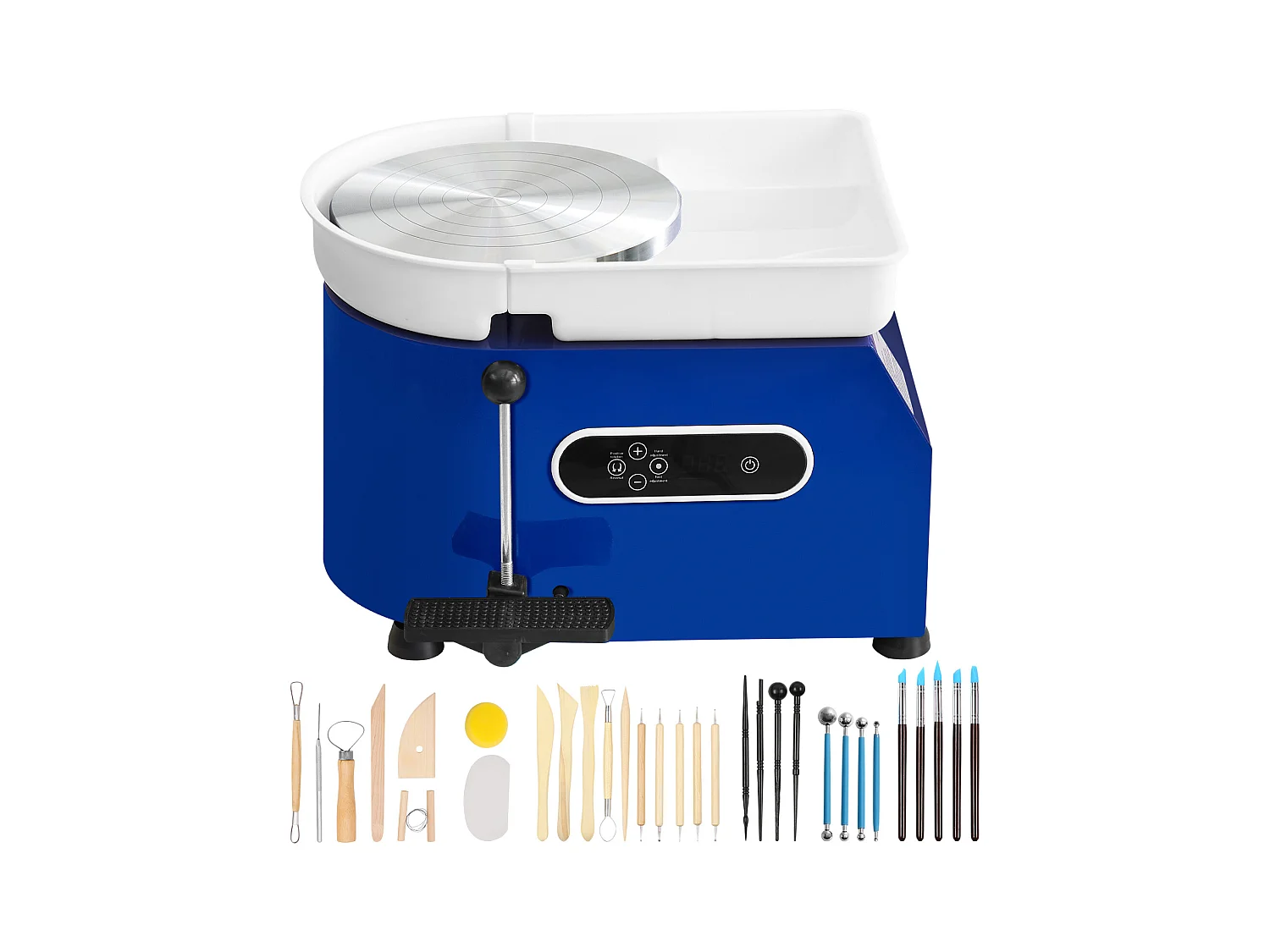 Roue de Poterie SucceBuy, Céramique de 28 cm, 450 W, Pédale, Outils de Sculpture et Tablier, pour Modéliser l’Artisanat Céramique