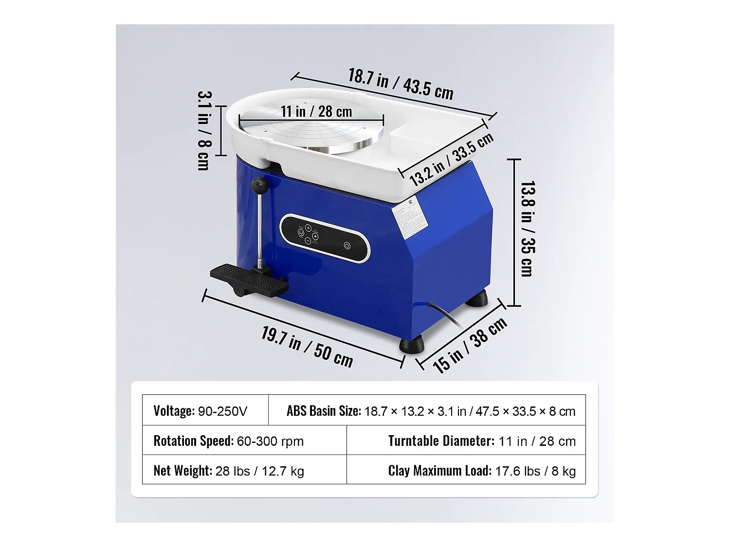 Roue de Poterie SucceBuy, Céramique de 28 cm, 450 W, Pédale, Outils de Sculpture et Tablier, pour Modéliser l’Artisanat Céramique