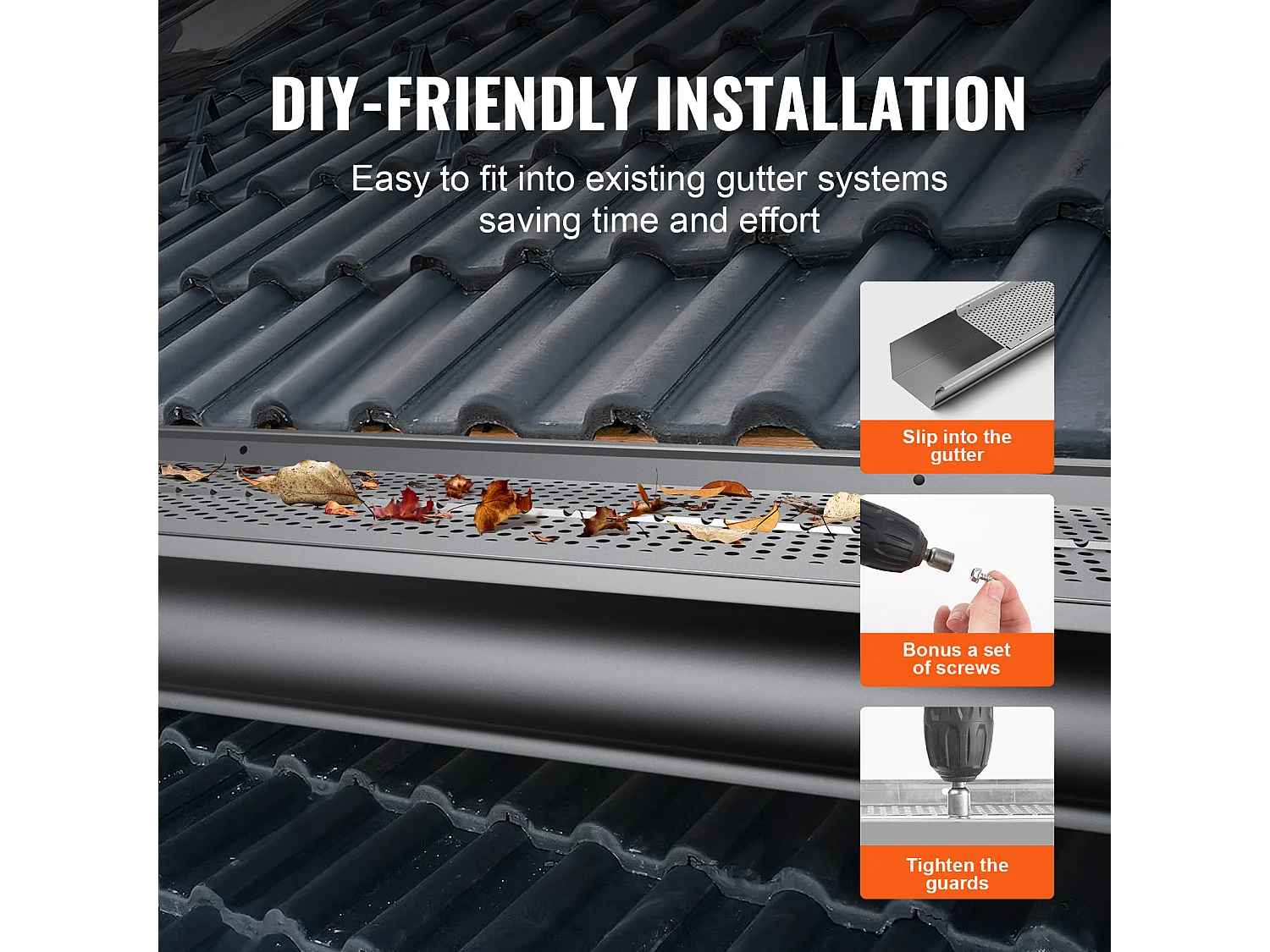 Protège-Gouttière SucceBuy Protège-Gouttière 6 Pouces de Large 104 Pieds de Long en Maille pour la Protection des Feuilles