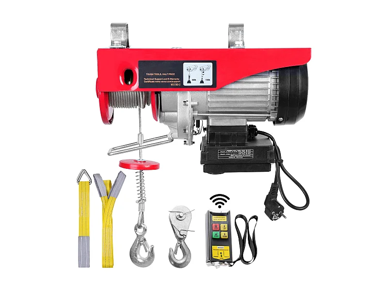 Troilo Elettrico 798 kg SucceBuy, Troilo a Cavo Elettrico, con Telecomando Senza Fili, 1450 W, 220 V, per Garage, Magazzini e Fabbriche