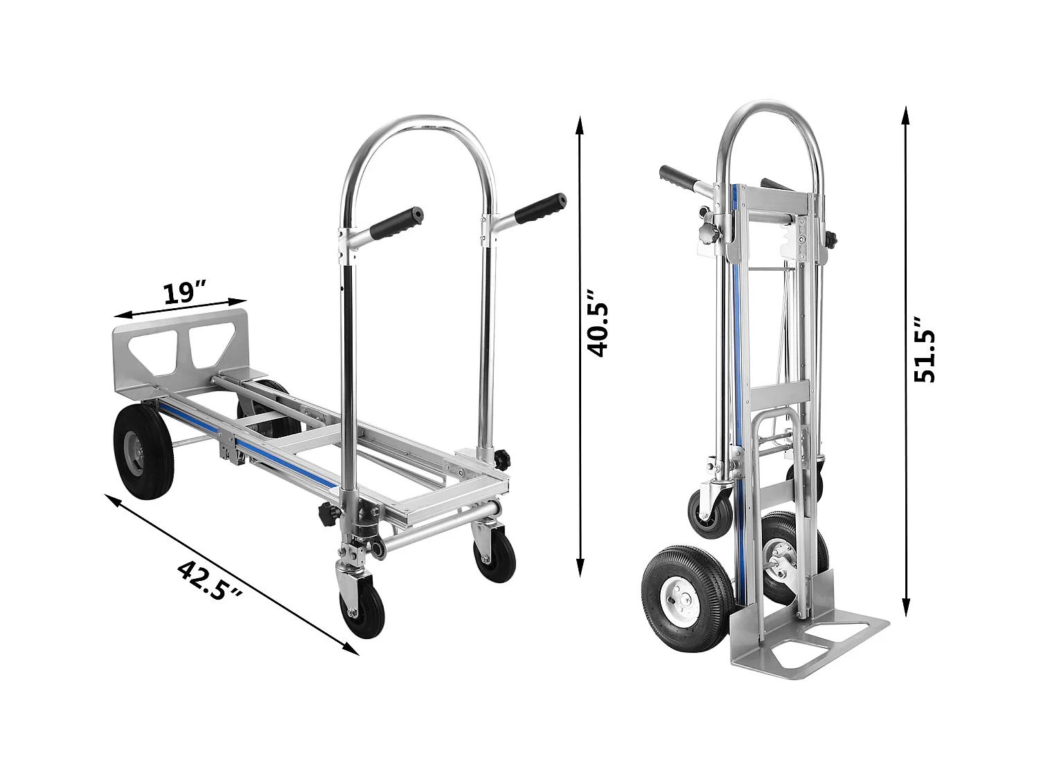 Chariot de Manutention à Main en Aluminium 3-en-1 SucceBuy, Capacité de 770 lb