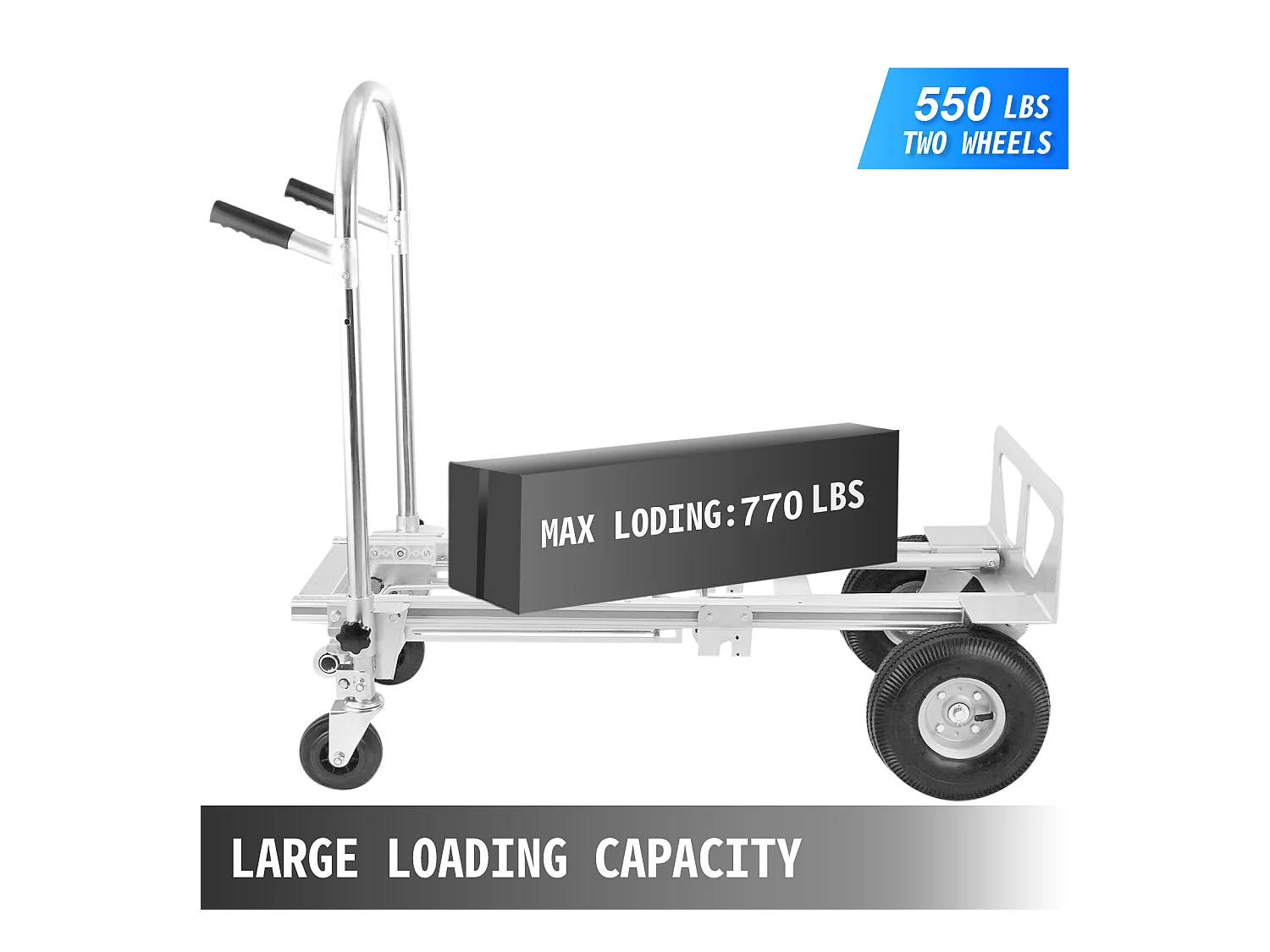 Chariot de Manutention à Main en Aluminium 3-en-1 SucceBuy, Capacité de 770 lb