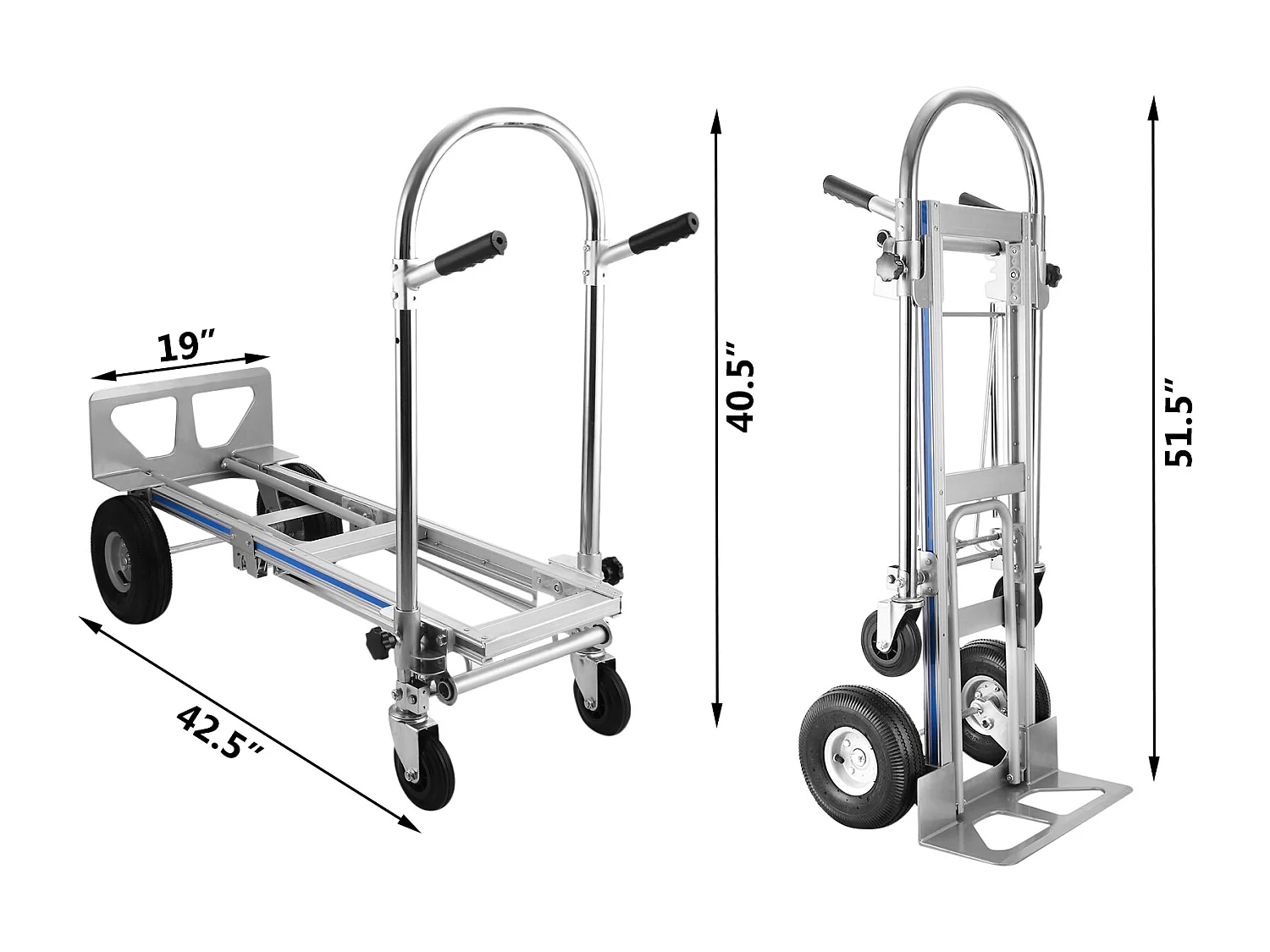 Chariot de Manutention à Main en Aluminium 3-en-1 SucceBuy, Capacité de 770 lb