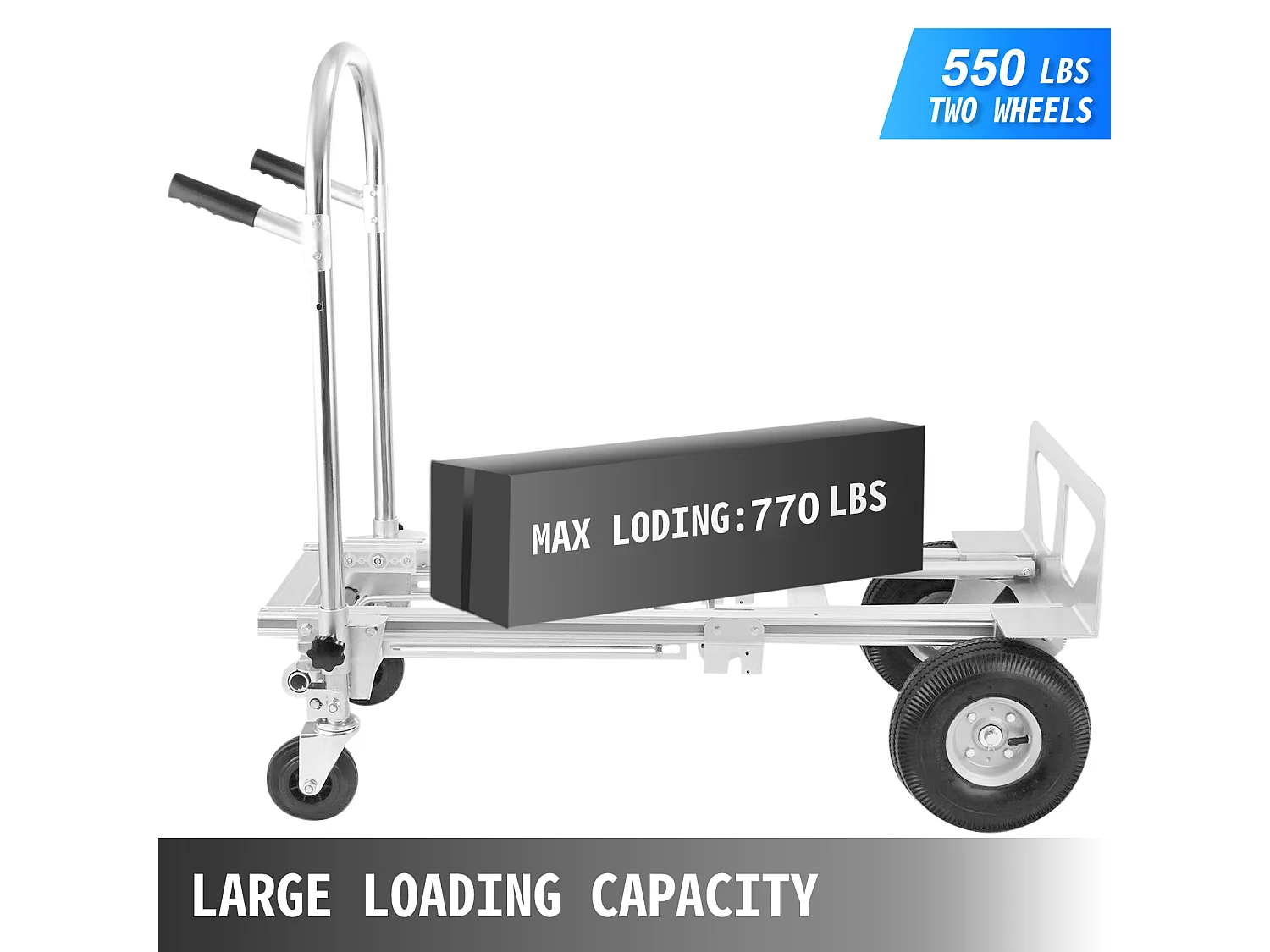 Chariot de Manutention à Main en Aluminium 3-en-1 SucceBuy, Capacité de 770 lb