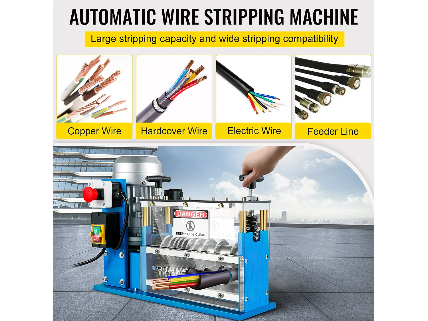 Elektrische Drahtabstrippmaschine SucceBuy, 0,06-1,49 Zoll, Starkstrom-Drahtabschneider