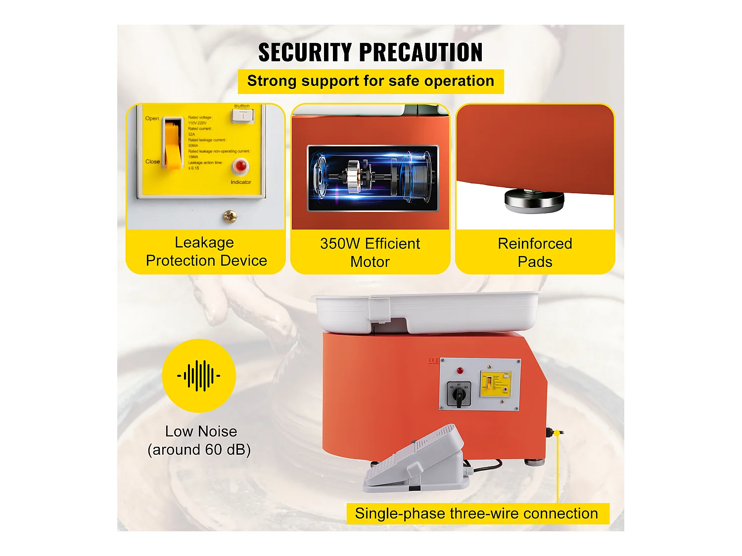 Roue de Poterie SucceBuy en Céramique Orange de 11 pouces avec Pédale et Outils de Sculpture (Roue de Poterie en Céramique avec Pédale)