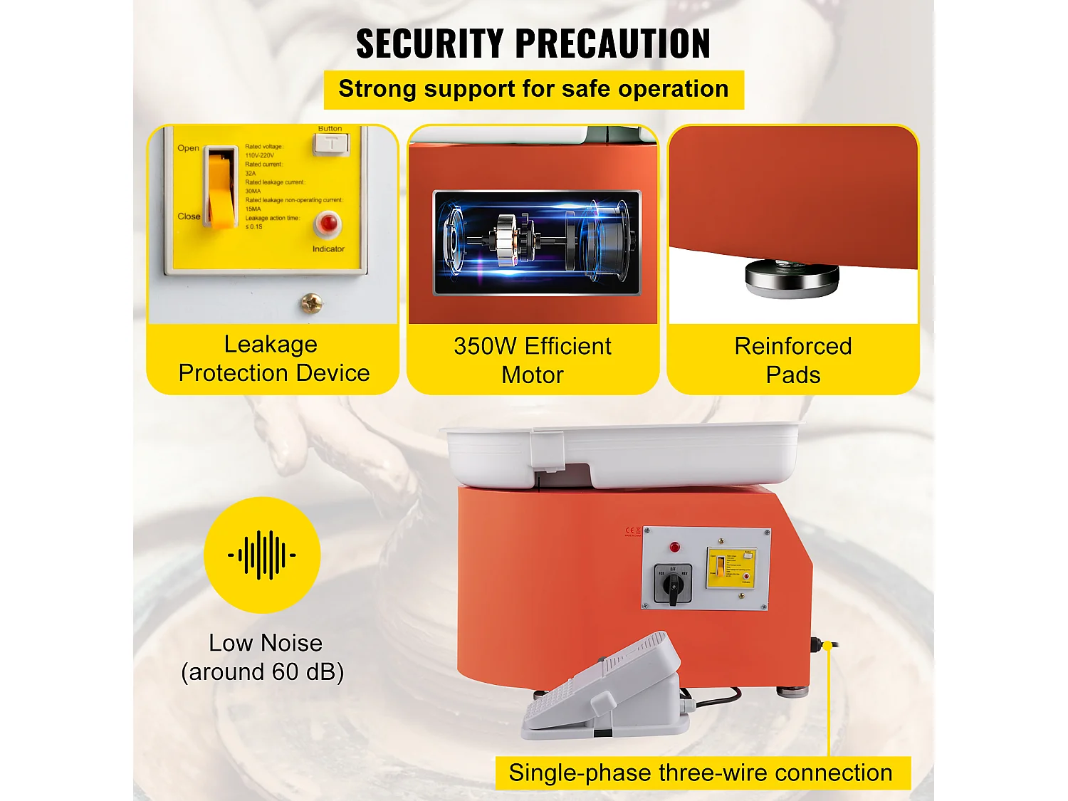 Roue de Poterie SucceBuy en Céramique Orange de 11 pouces avec Pédale et Outils de Sculpture (Roue de Poterie en Céramique avec Pédale)