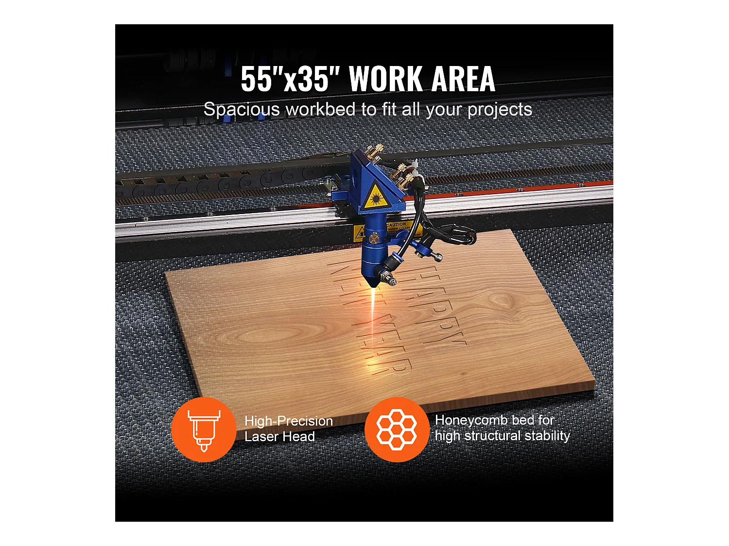 Graveur Laser CO₂ 130 W SucceBuy, Plateau 900x1400 mm, Panneau de Commande Numérique, pour le Bois, l’Acrylique et le Tissu