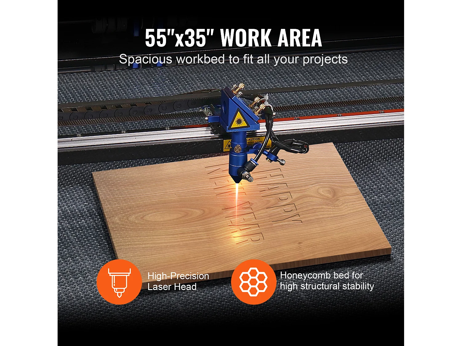 Graveur Laser CO₂ 130 W SucceBuy, Plateau 900x1400 mm, Panneau de Commande Numérique, pour le Bois, l’Acrylique et le Tissu