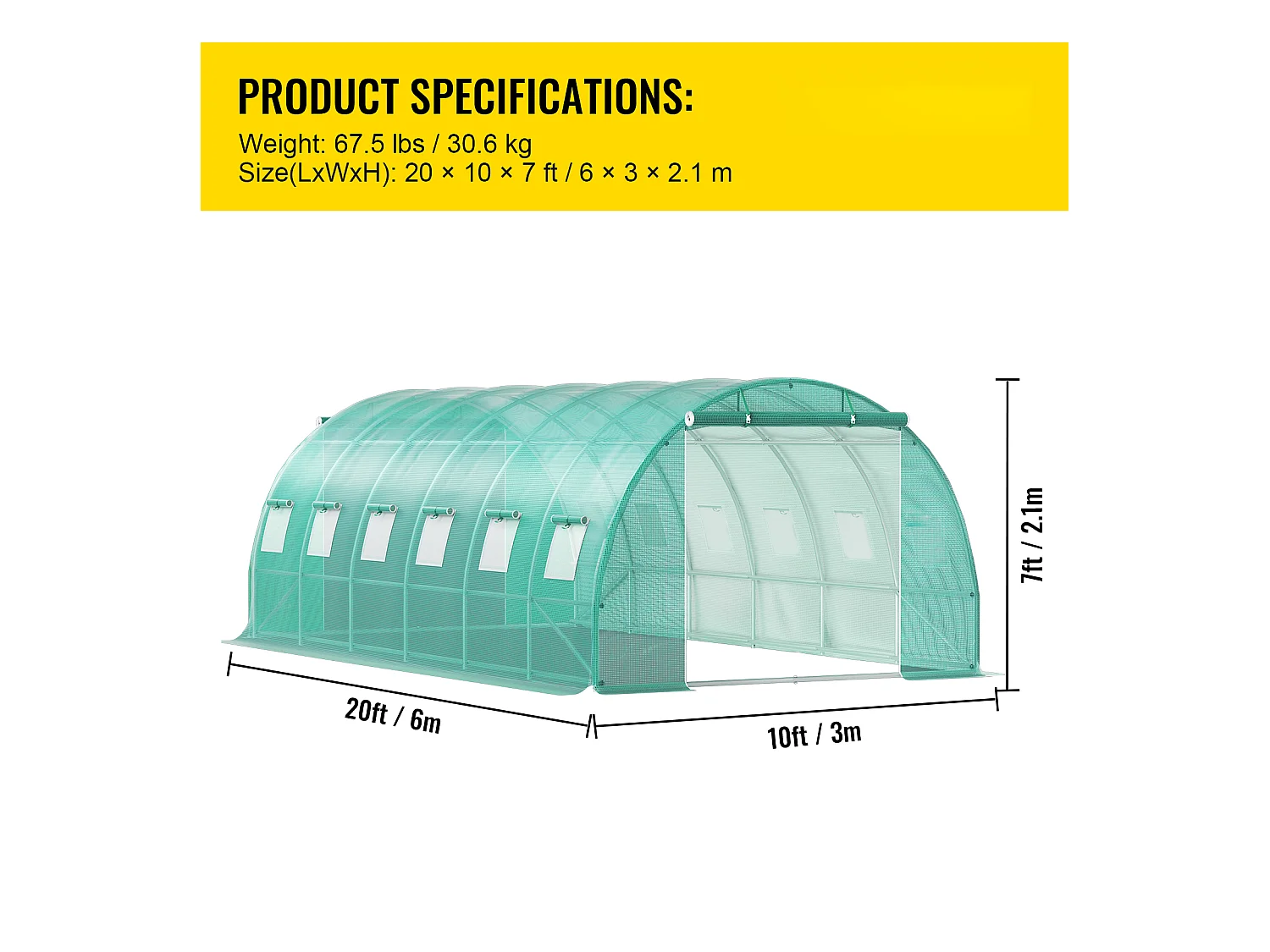 Walk-in GH 20x10x7 SucceBuy, Cadre Galvanisé, Couverture Étanche