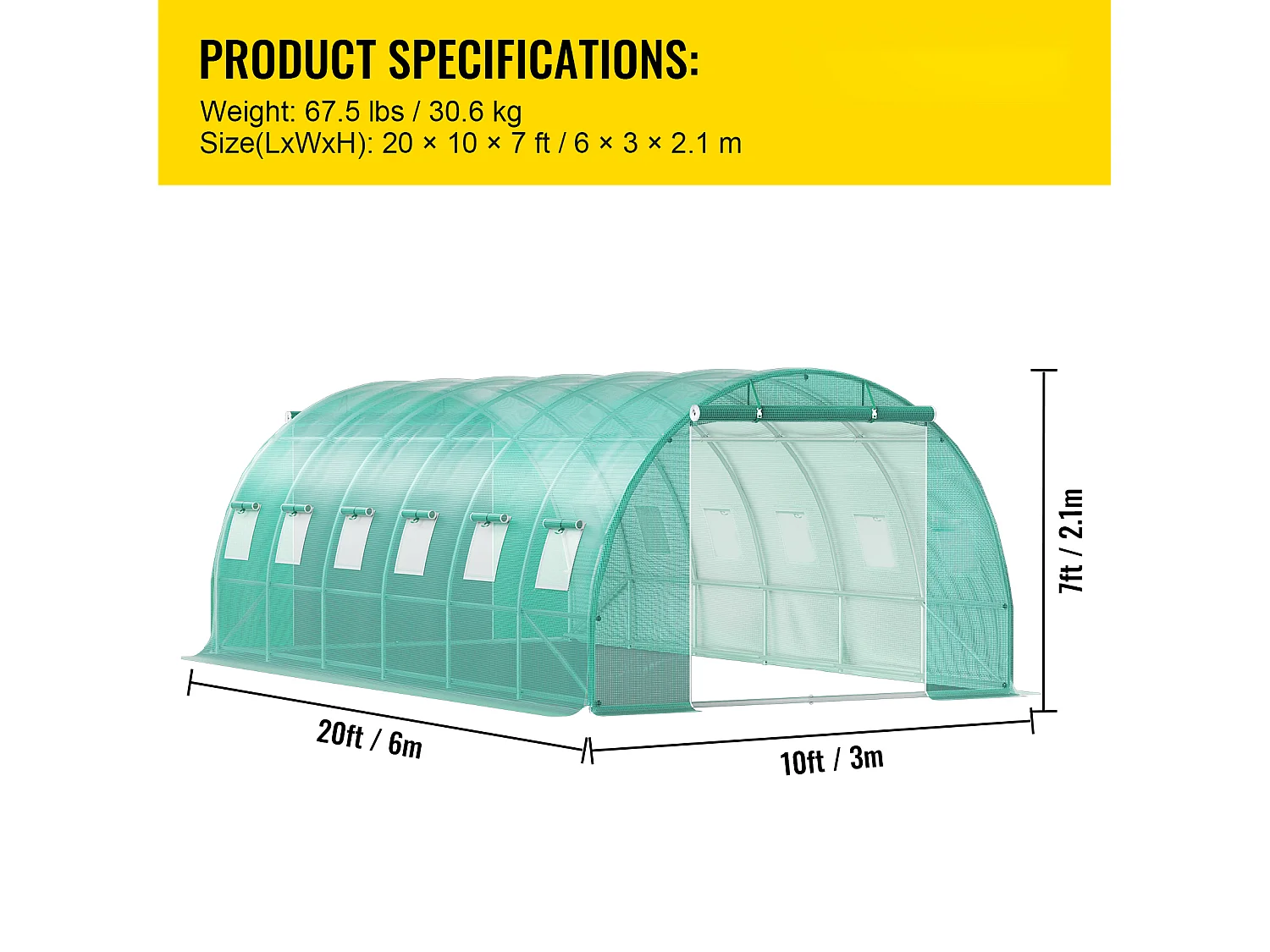 Walk-in GH 20x10x7 SucceBuy, Cadre Galvanisé, Couverture Étanche