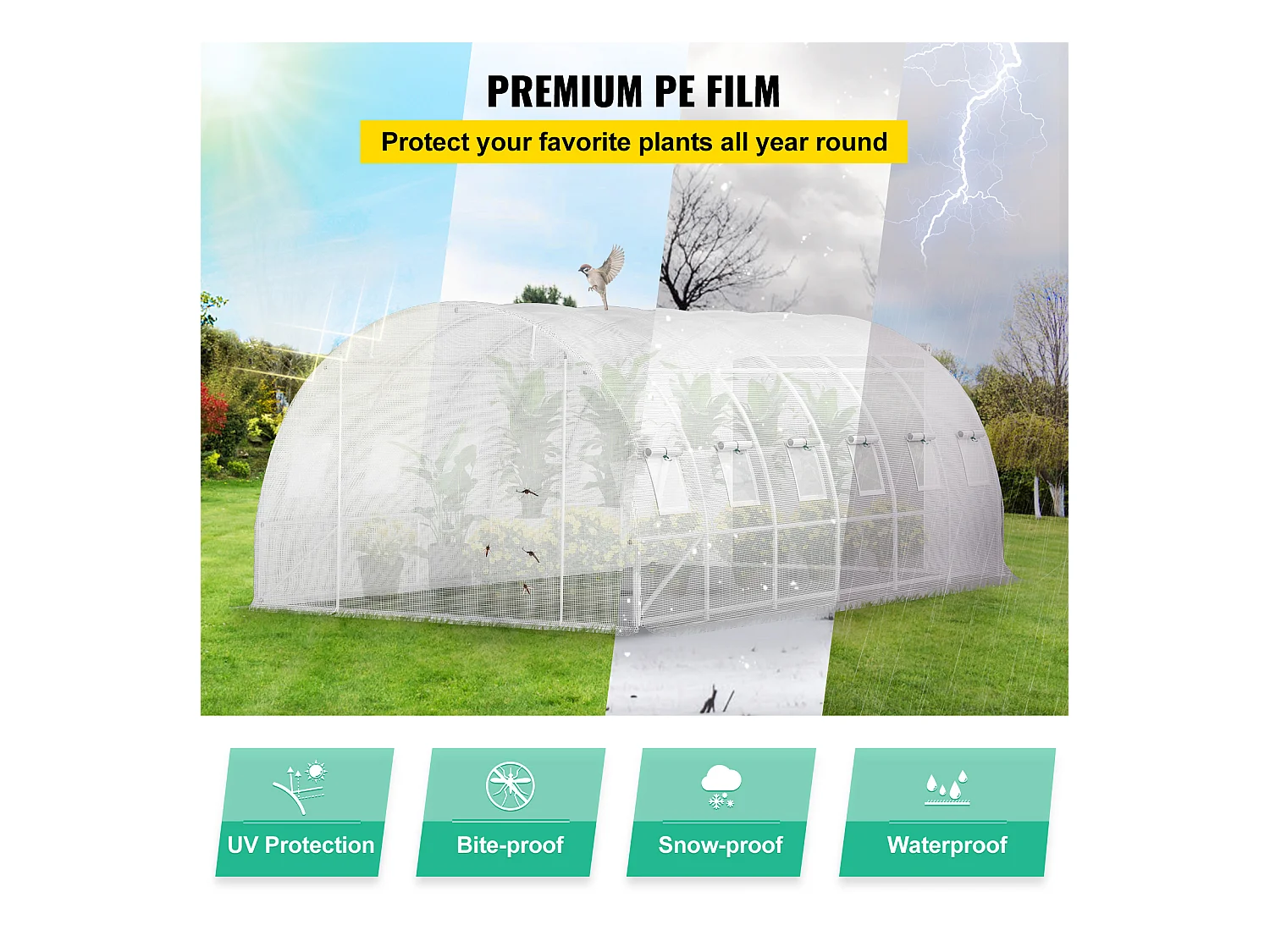 Serre Tunnel de Plain-Pied Ophorn, Cadre Galvanisé, Couverture Imperméable 20x10x7 Pi