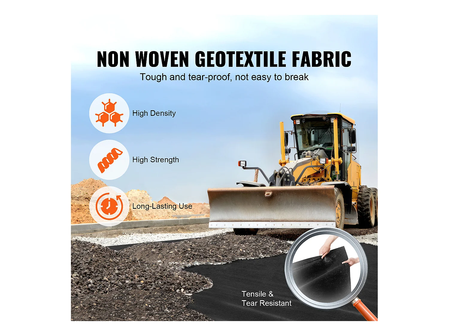 Toile de Paillage, SucceBuy Tissu Géotextile Non Tissé 1.2 x 30.5 m, Barrière Contre les Mauvaises Herbes pour Couvre-Sol