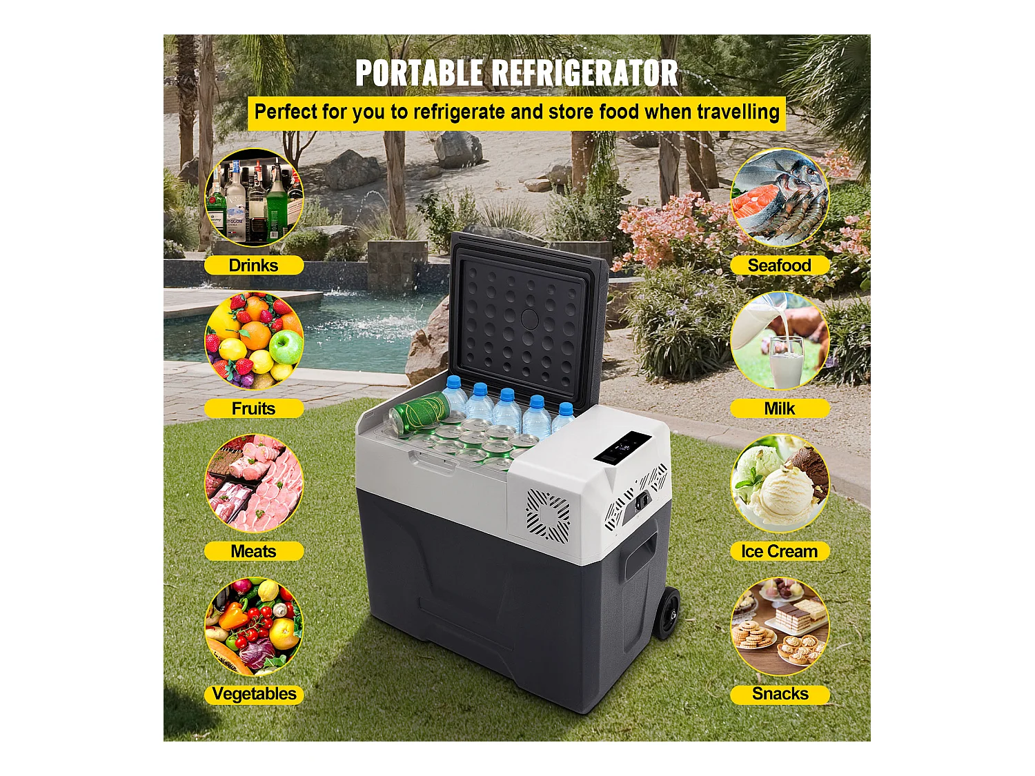 Réfrigérateur de Voiture Portable Congélateur SucceBuy 50L Compresseur Simple Zone