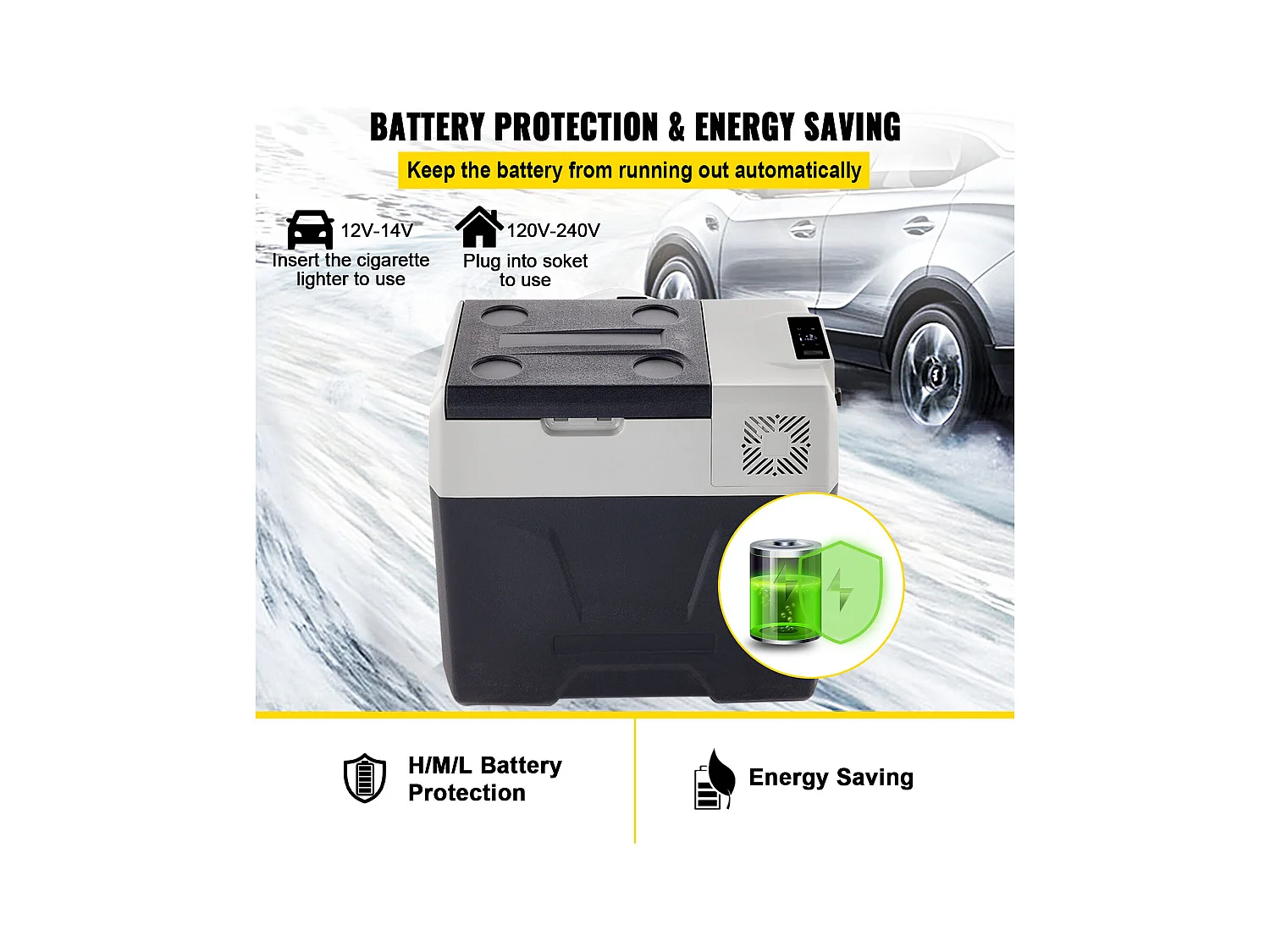 Réfrigérateur de Voiture Portable Congélateur SucceBuy 50L Compresseur Simple Zone