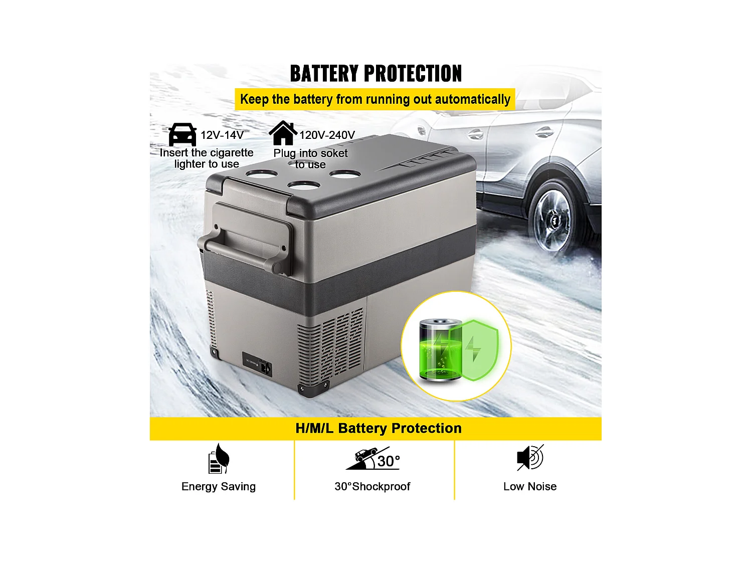 Réfrigérateur de Voiture Portable 45L SucceBuy, Réfrigérateur Congélateur Compact, 220V, pour la Maison et la Voiture