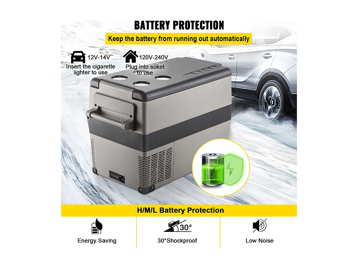 Réfrigérateur de Voiture Portable 45L SucceBuy, Réfrigérateur Congélateur Compact, 220V, pour la Maison et la Voiture